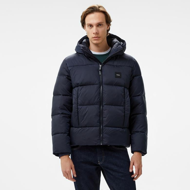 Calvin Klein Hooded Quilt Puffer Erkek Lacivert Mont