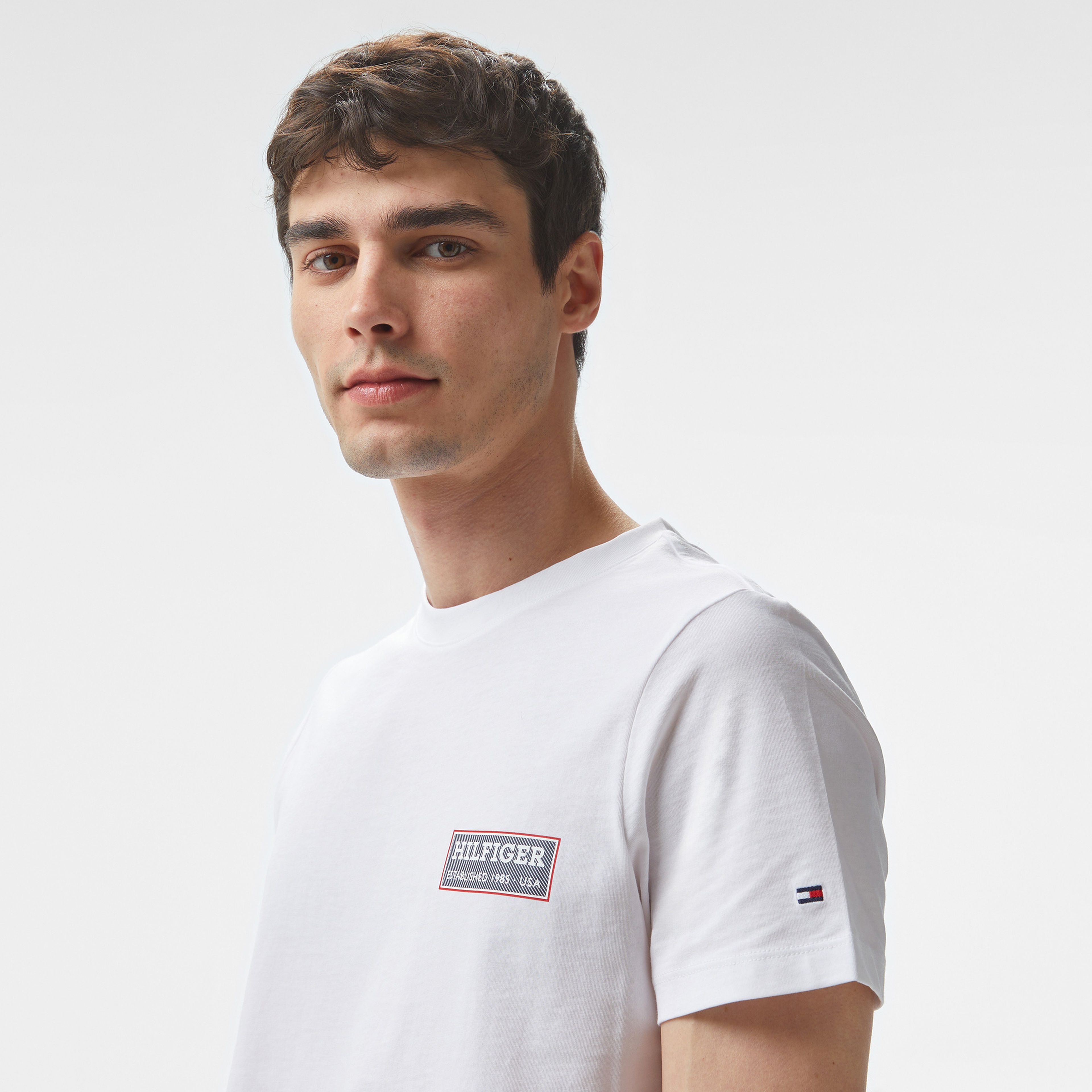 Tommy Hilfiger Erkek Beyaz T-Shirt