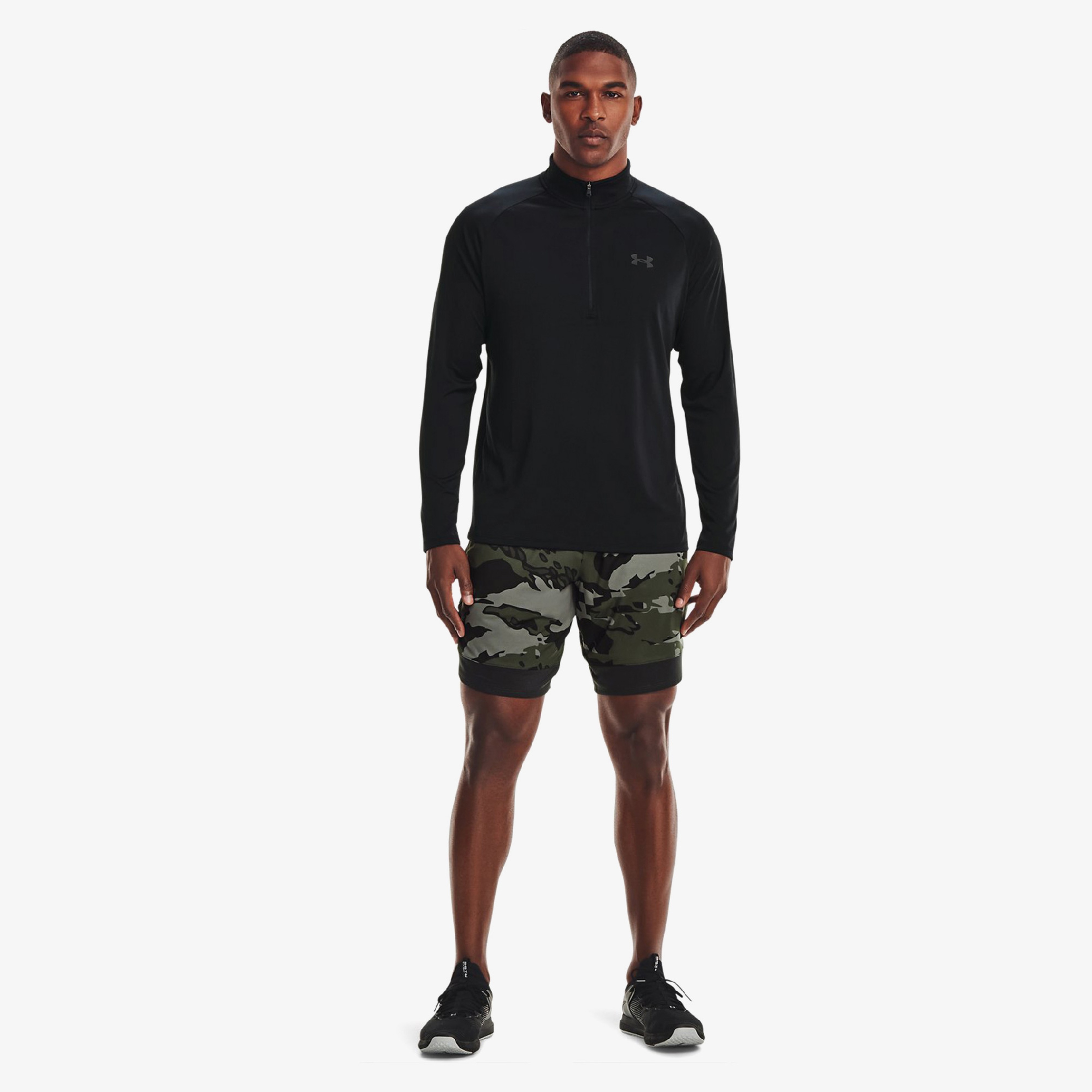 Under Armour Tech 2.0 1/2 Zip Erkek Siyah Uzun Kollu T-Shirt