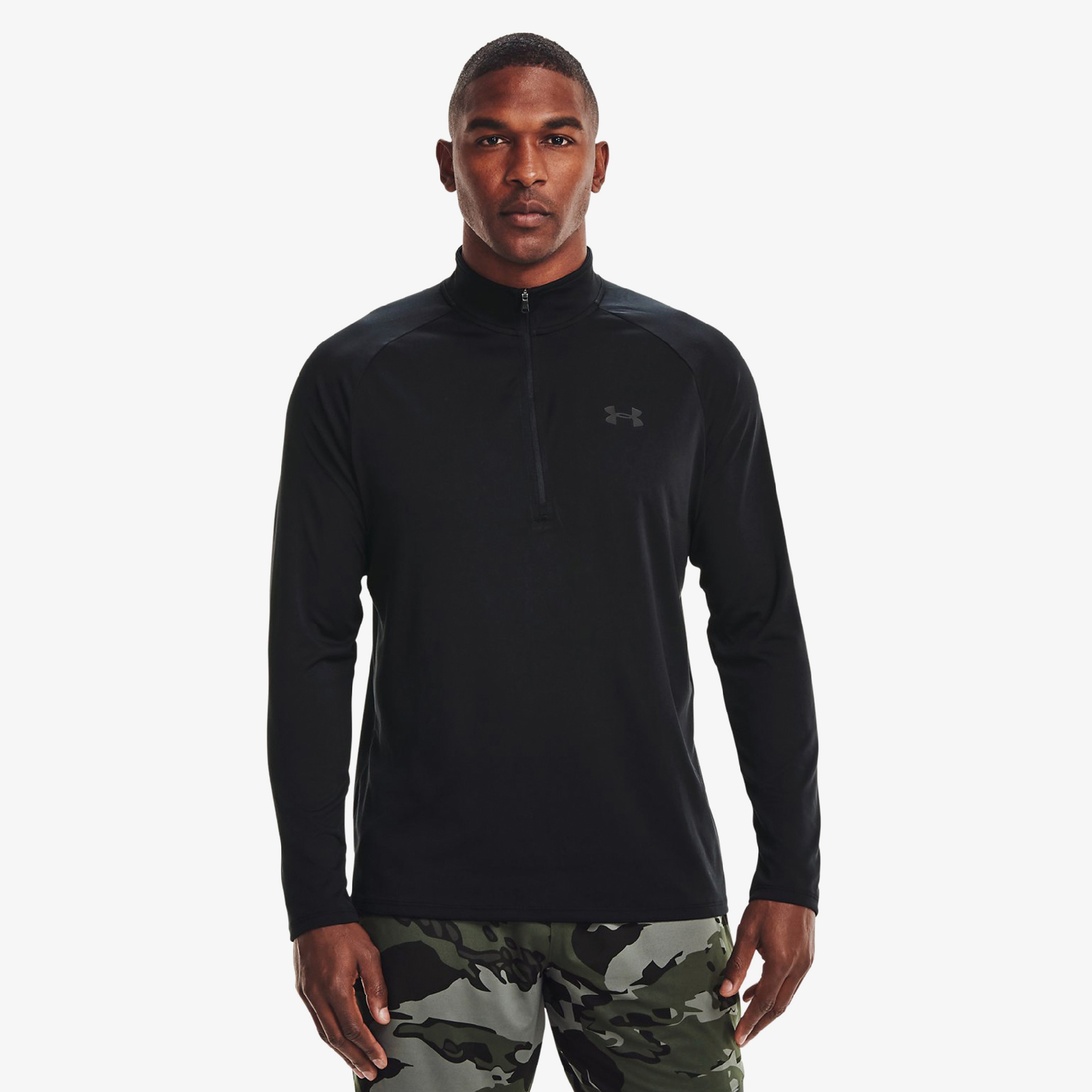 Under Armour Tech 2.0 1/2 Zip Erkek Siyah Uzun Kollu T-Shirt