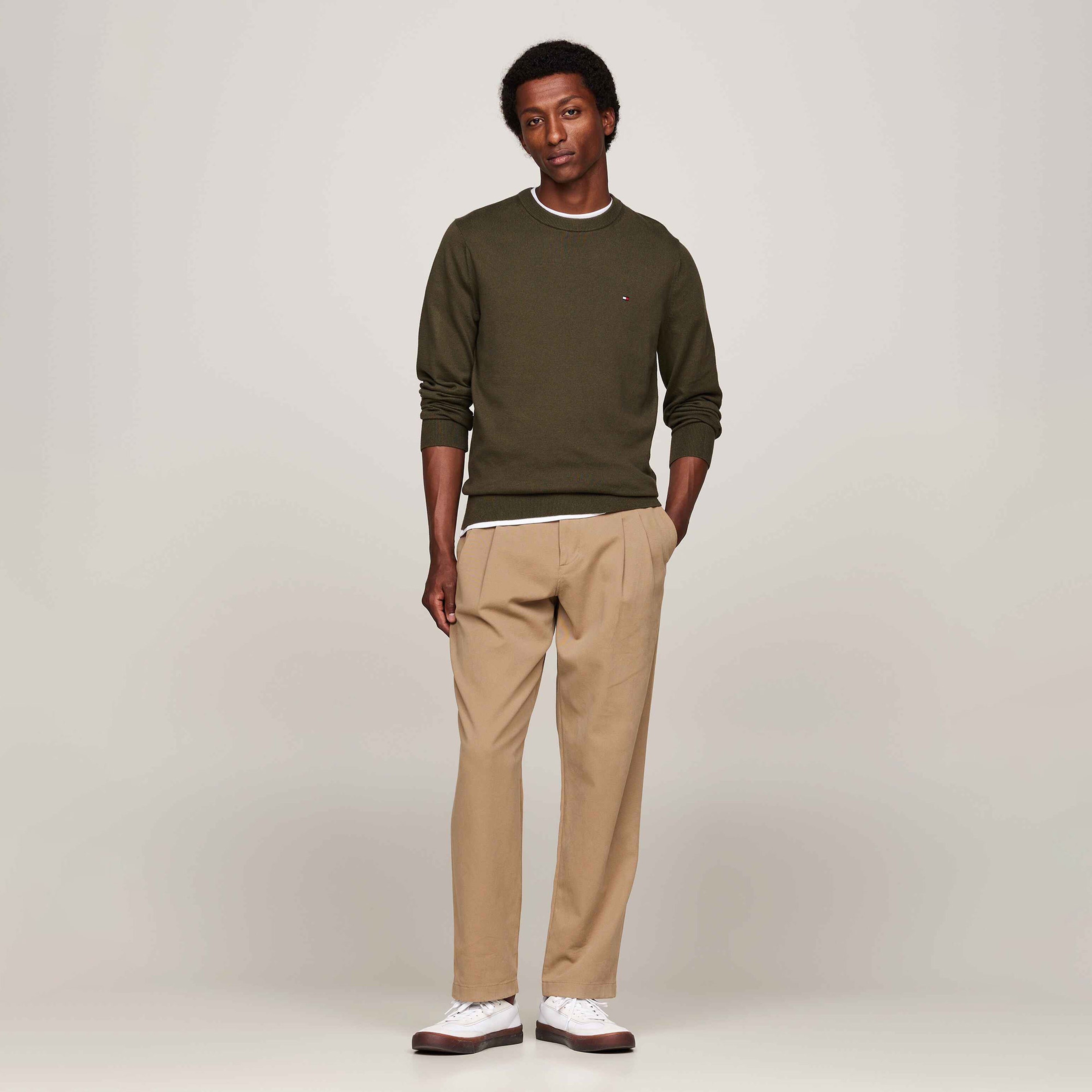 Tommy Hilfiger Erkek Haki Triko