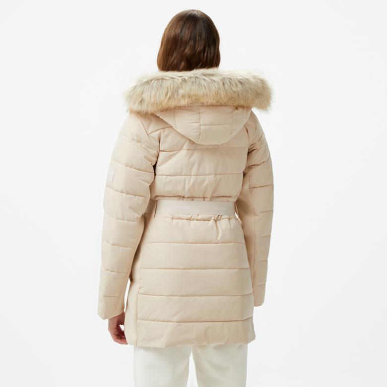 Calvin Klein Padded Scuba Belted Kadın Krem Mont