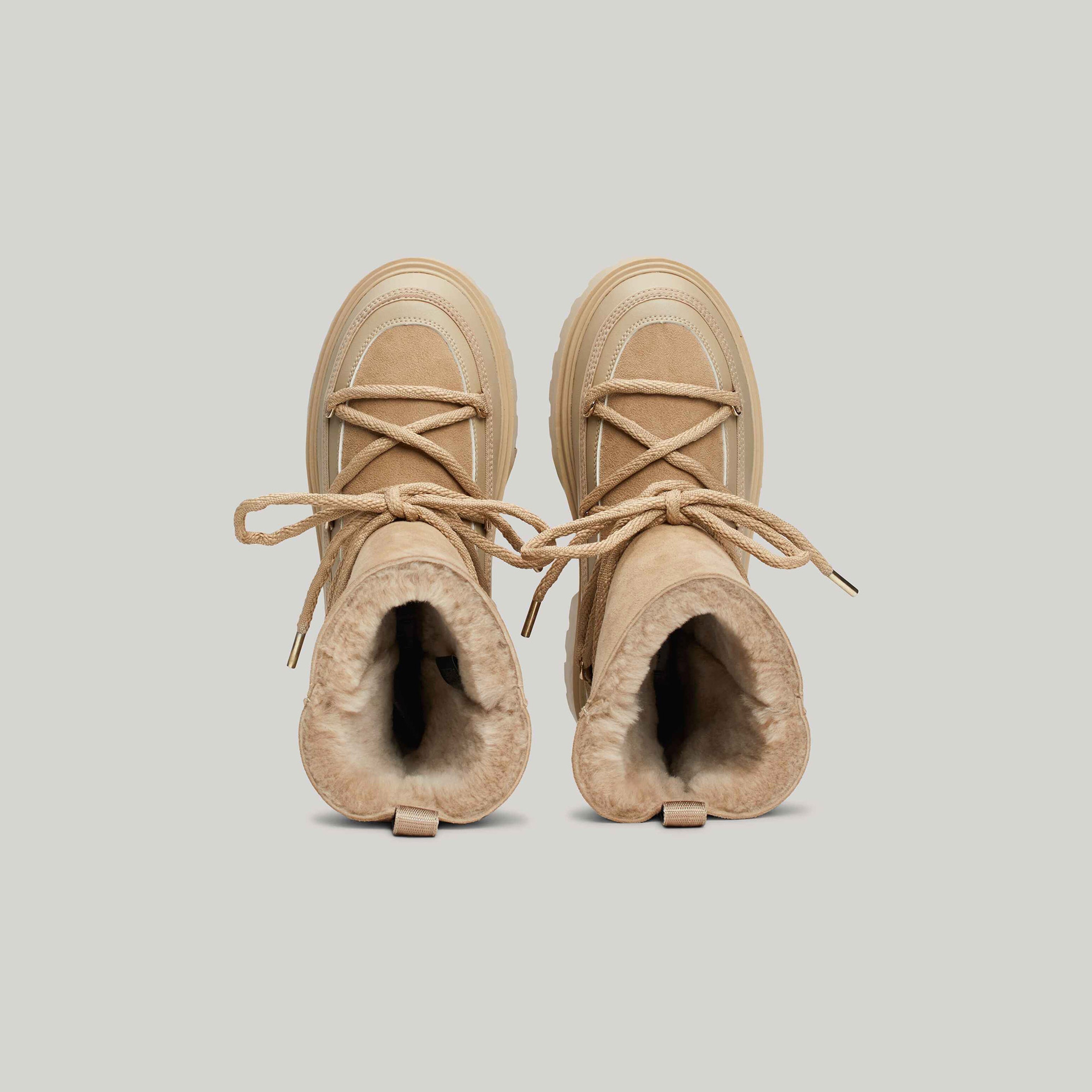 Tommy Hilfiger Shearling Leather Lace-Up Kadın Bej Bot