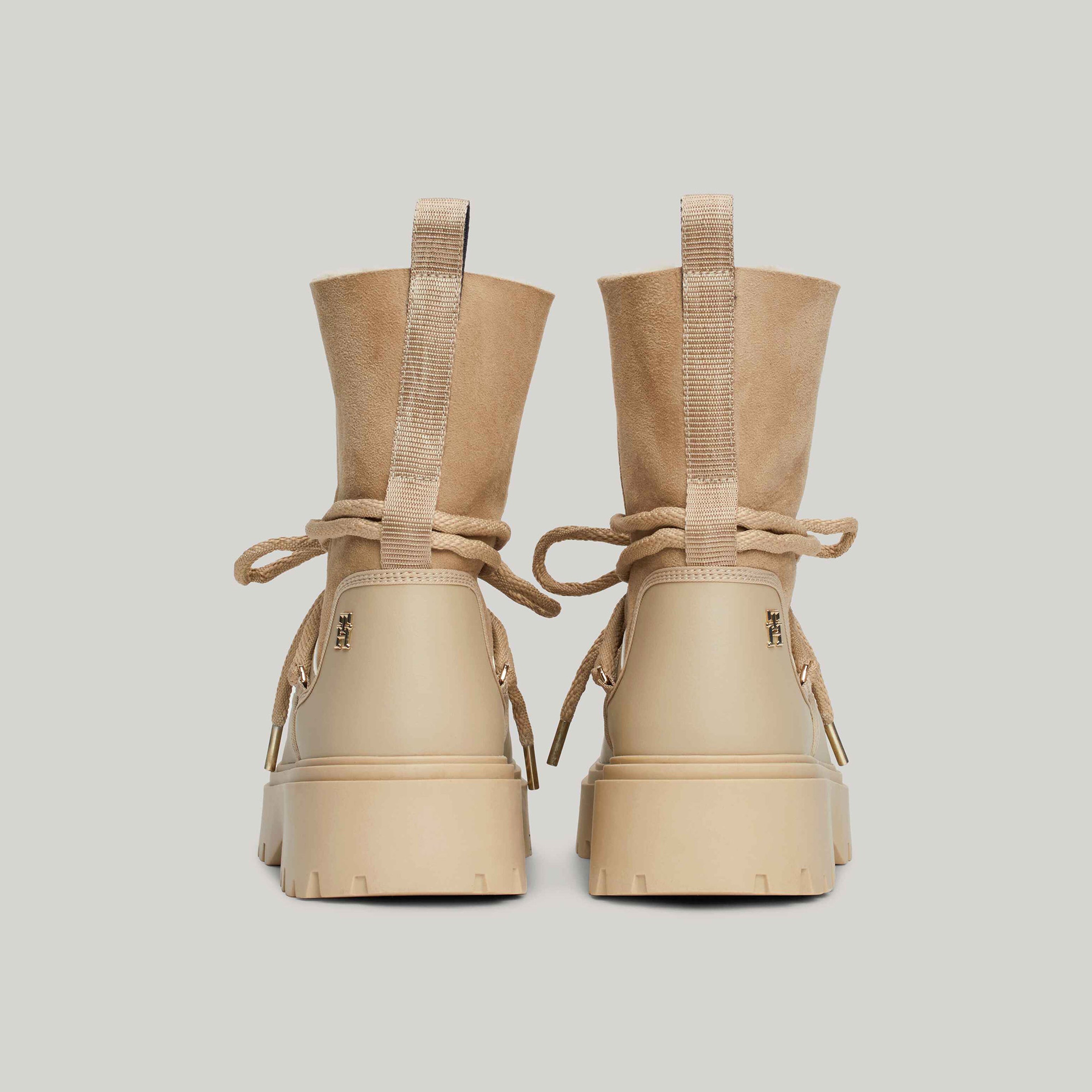 Tommy Hilfiger Shearling Leather Lace-Up Kadın Bej Bot