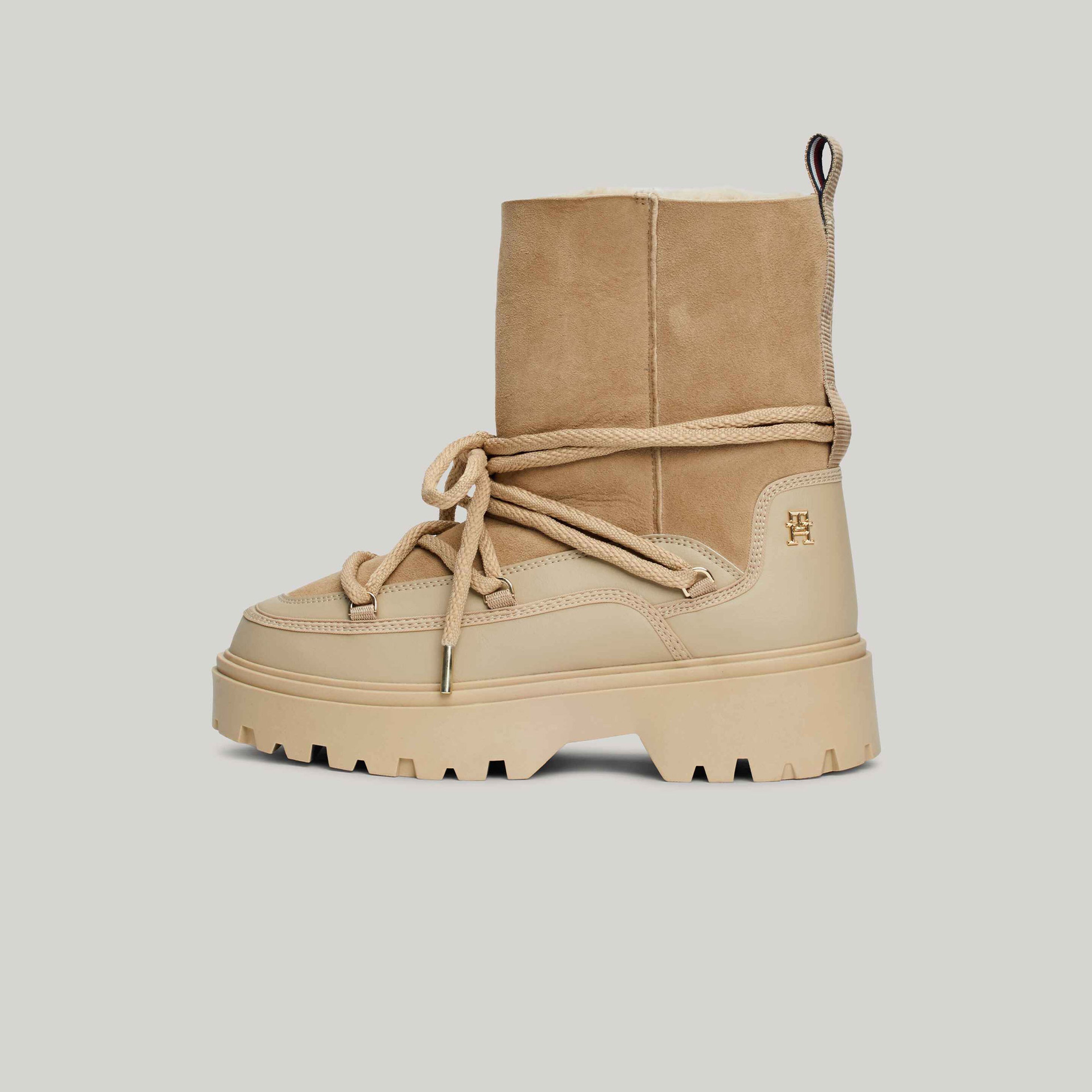 Tommy Hilfiger Shearling Leather Lace-Up Kadın Bej Bot