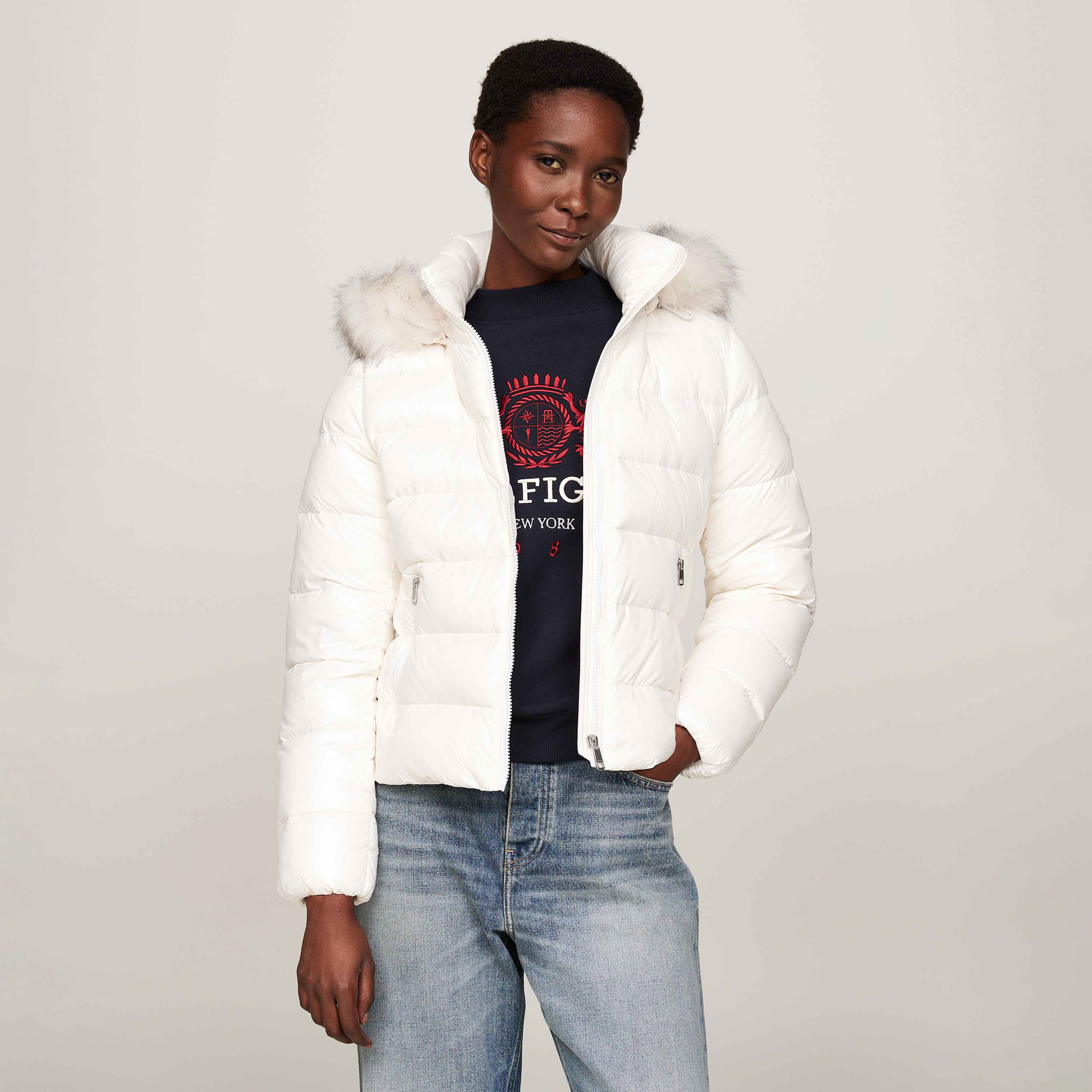 Tommy Hilfiger Kadın Beyaz Mont