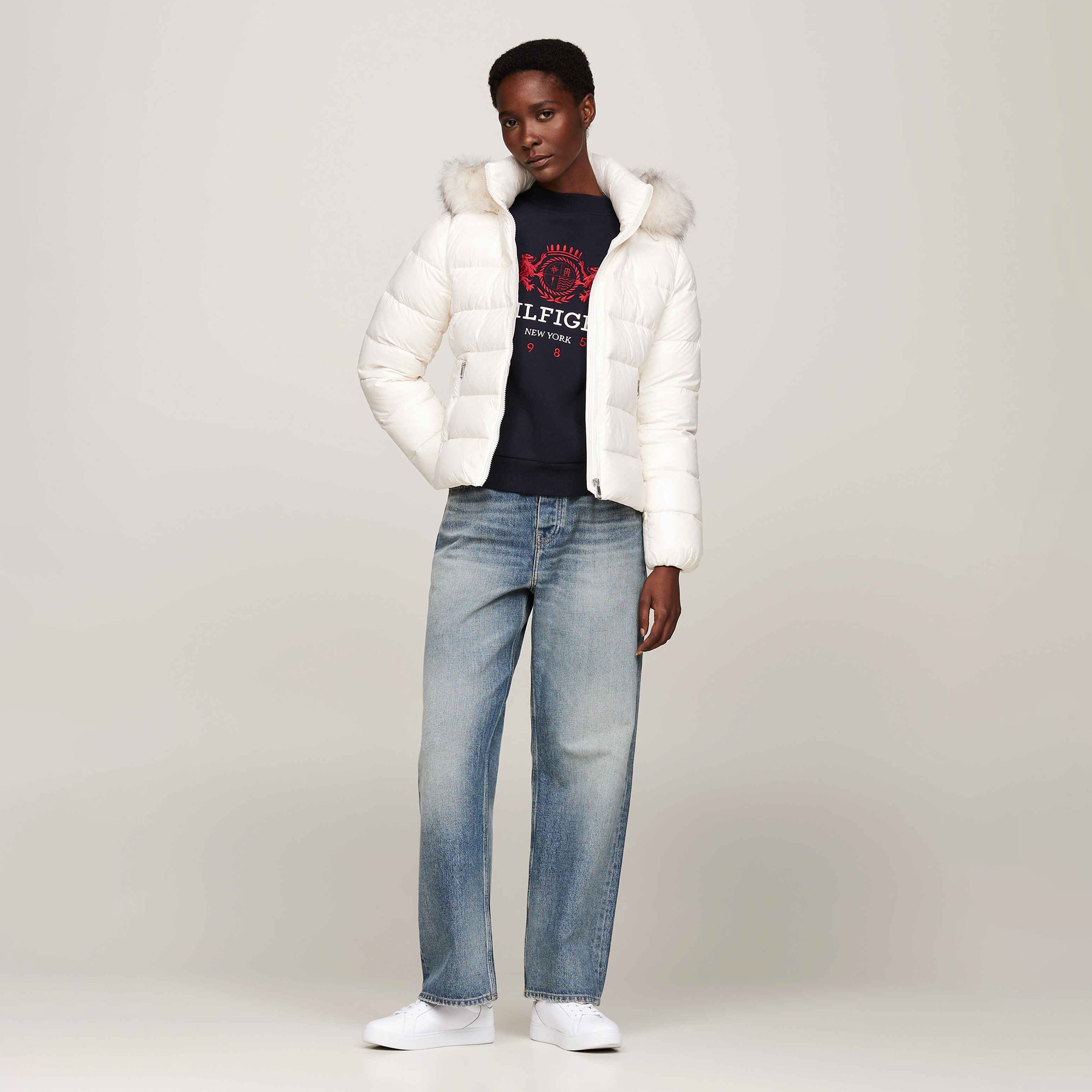 Tommy Hilfiger Kadın Beyaz Mont