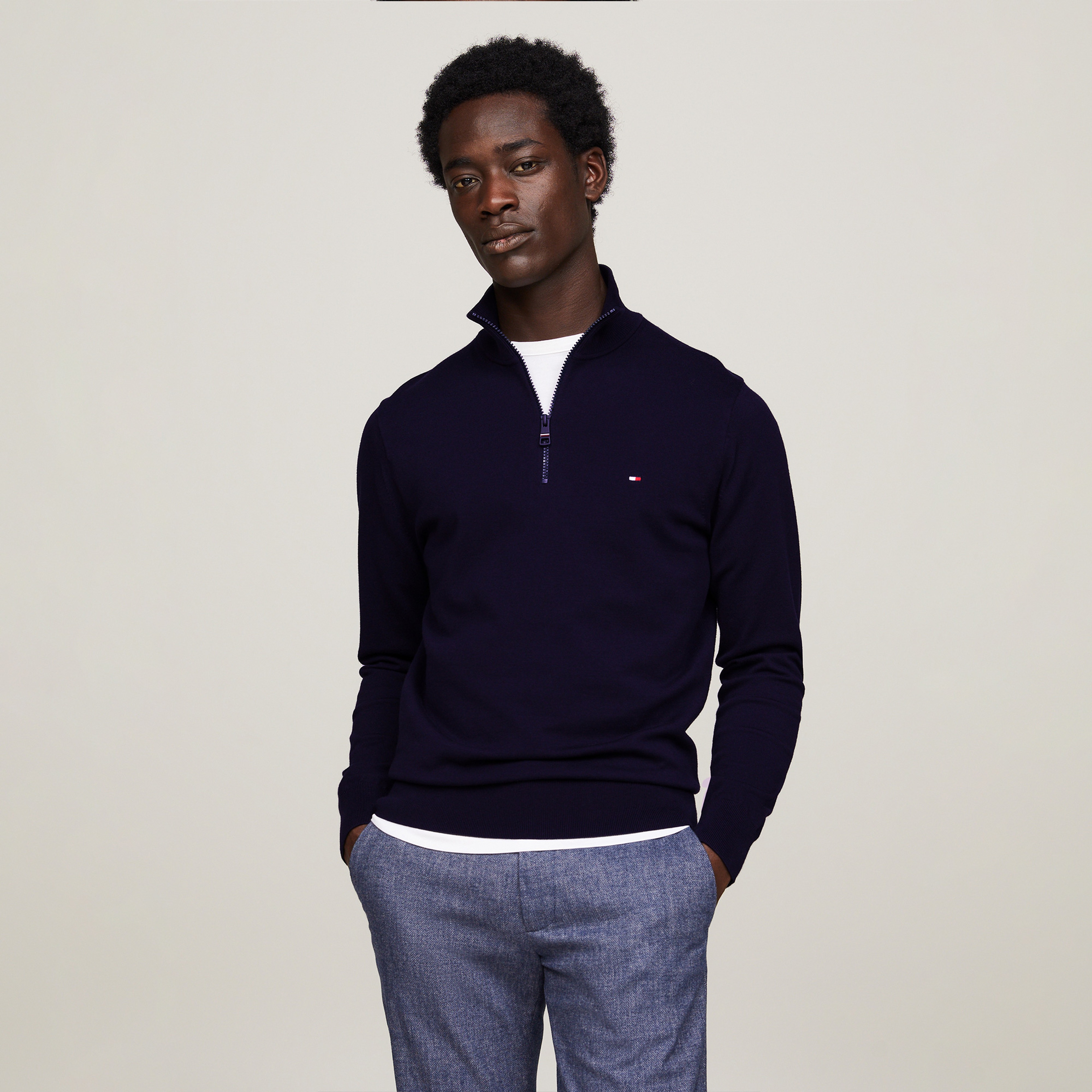 Tommy Hilfiger Erkek Mavi Triko