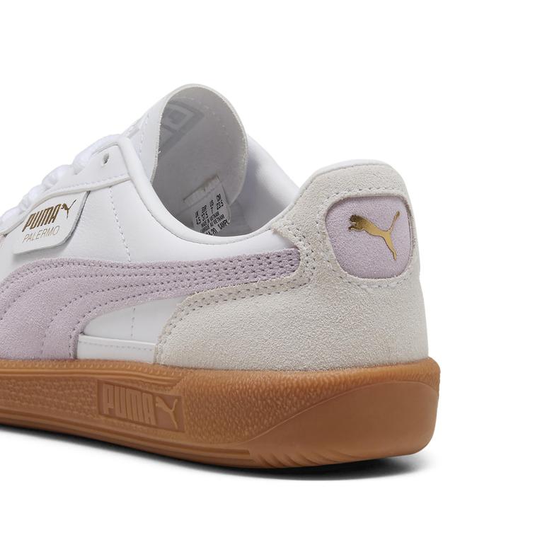 Puma Palermo Leather Mor Detaylı Kadın Beyaz Sneaker