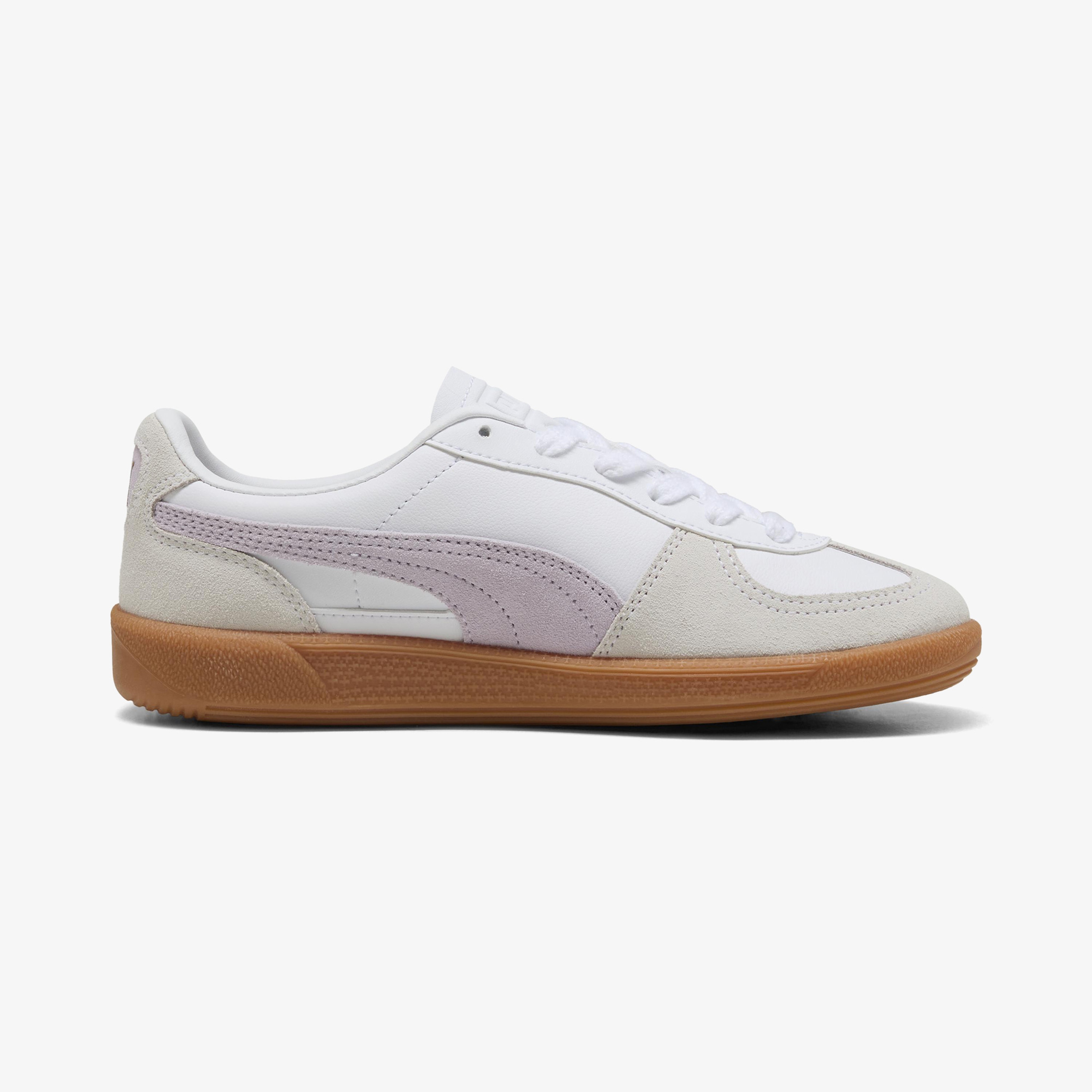 Puma Palermo Leather Mor Detaylı Kadın Beyaz Sneaker