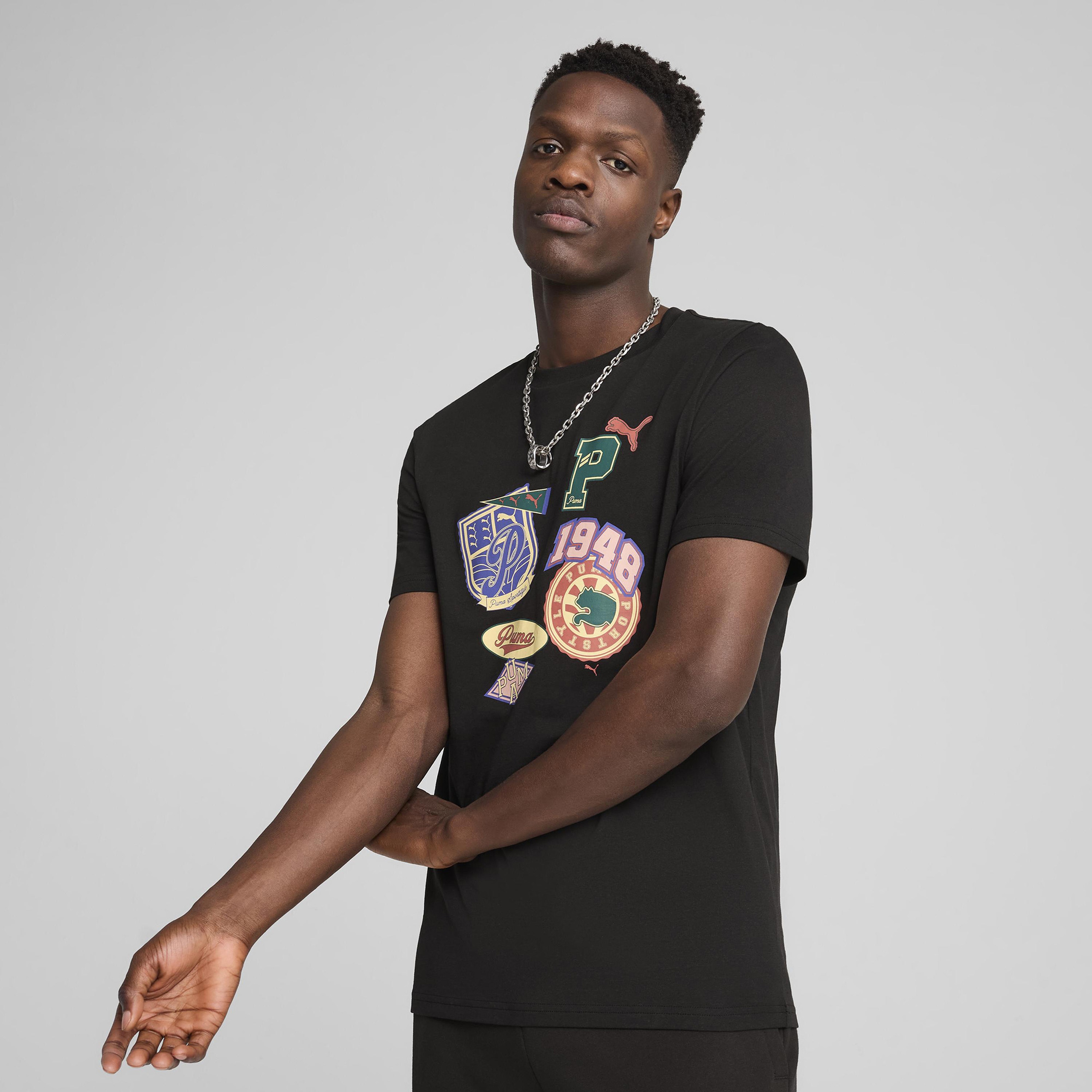 Puma Wardrobe Ess Graphic Erkek Siyah T-Shirt