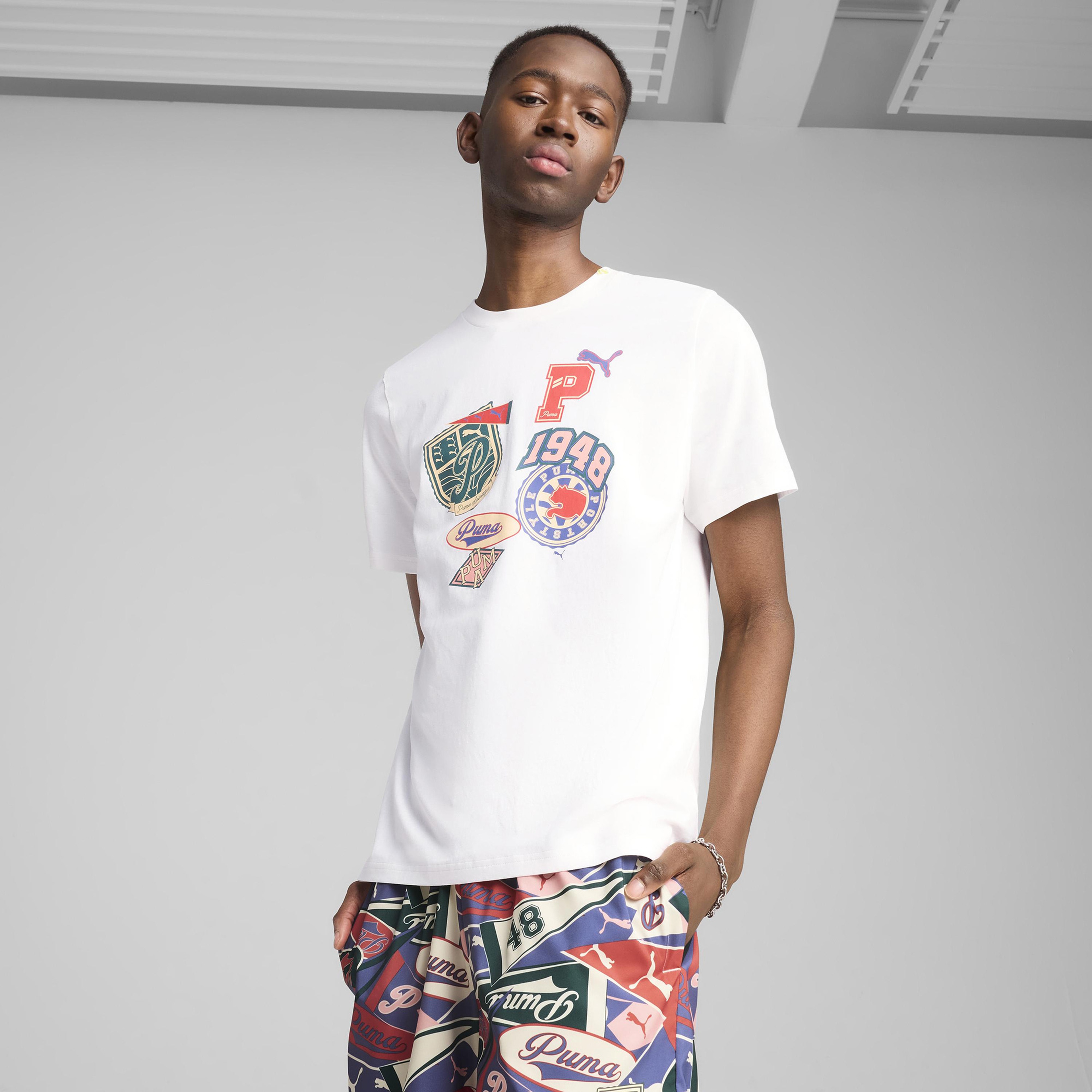 Puma Wardrobe Ess Graphic Erkek Beyaz T-Shirt