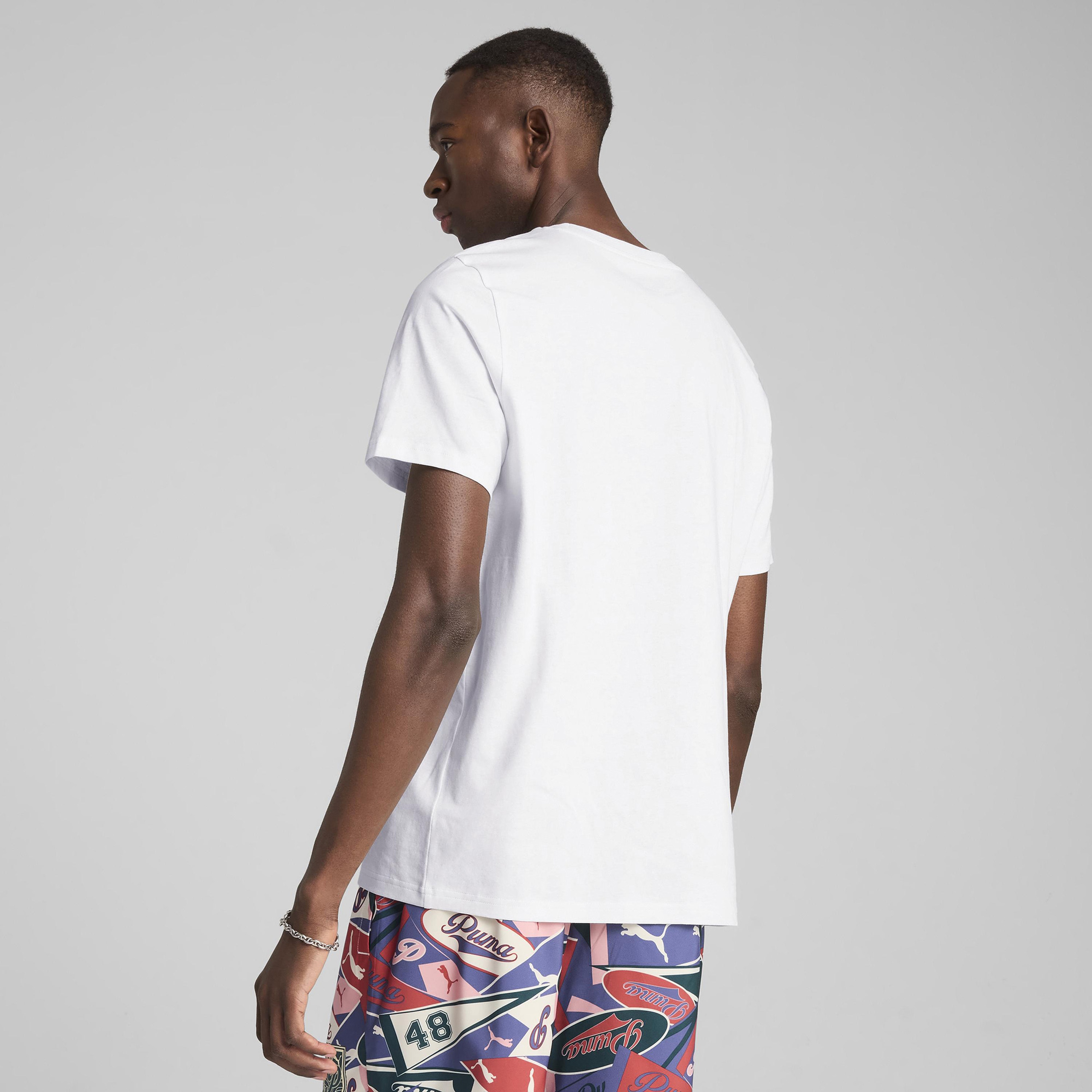 Puma Wardrobe Ess Graphic Erkek Beyaz T-Shirt