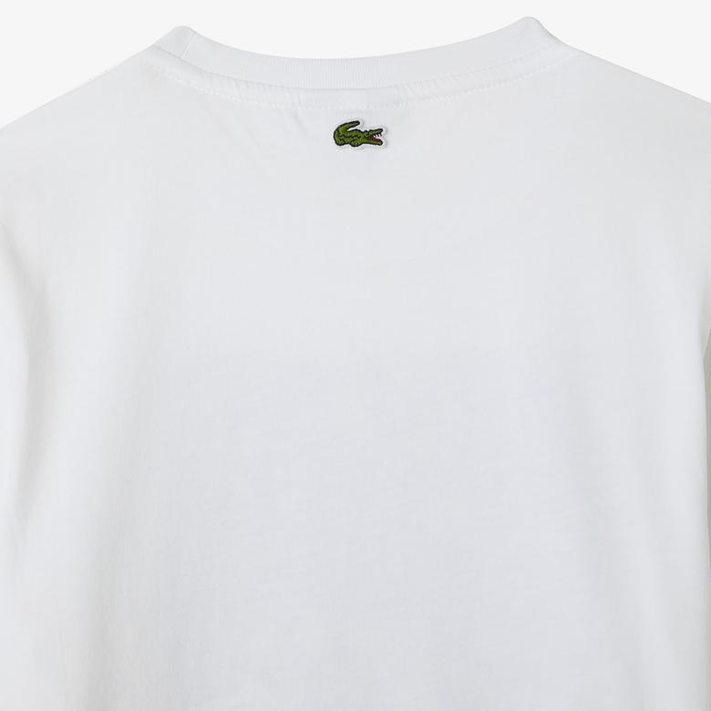 Lacoste Çocuk Bisiklet Yaka Baskılı Beyaz T-Shirt