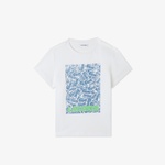 Lacoste Çocuk Bisiklet Yaka Baskılı Beyaz T-Shirt