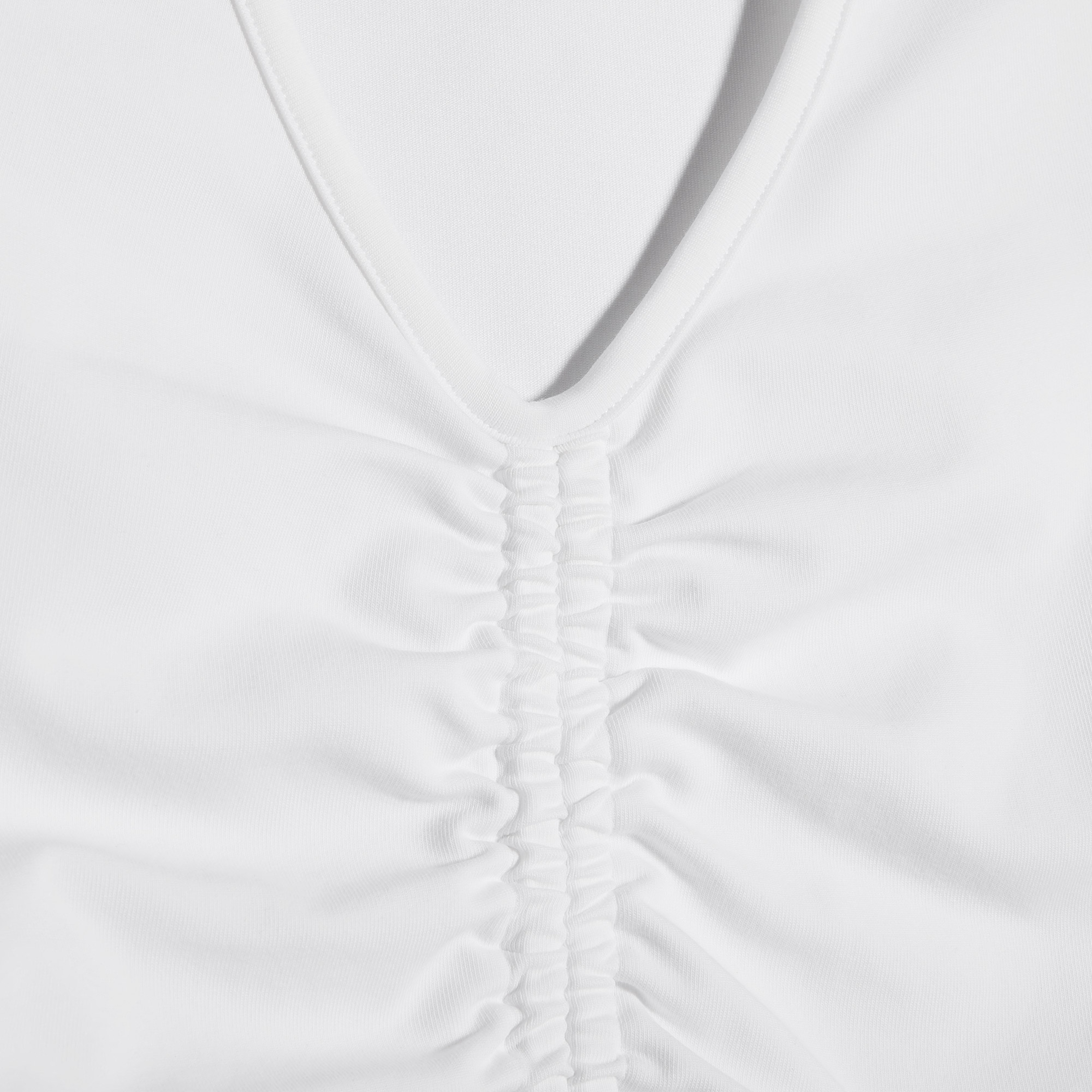 Converse Classic Kadın Slim Fit V Yaka Büzgülü Beyaz T-Shirt