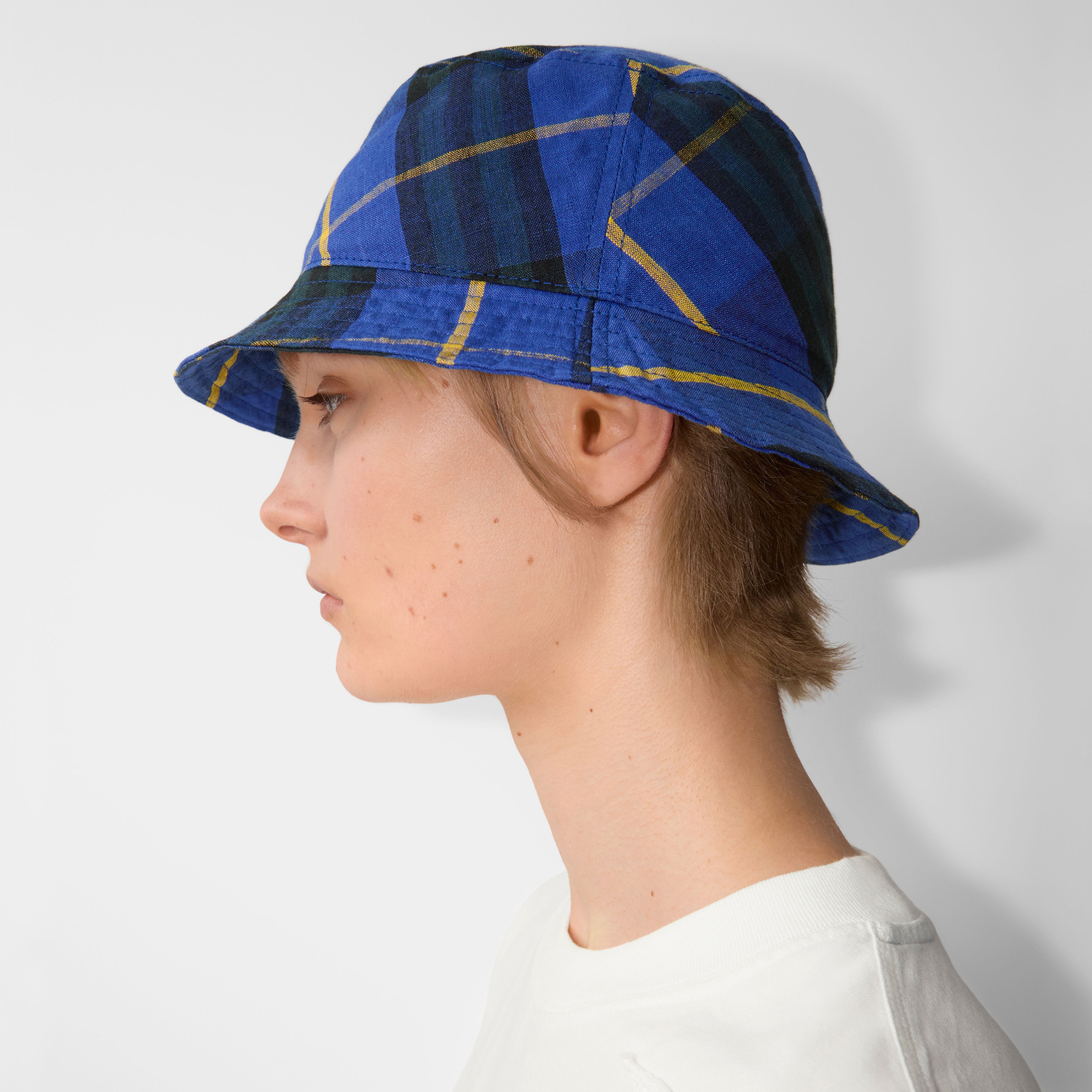 Burberry Check Linen Bucket Erkek Lacivert Şapka