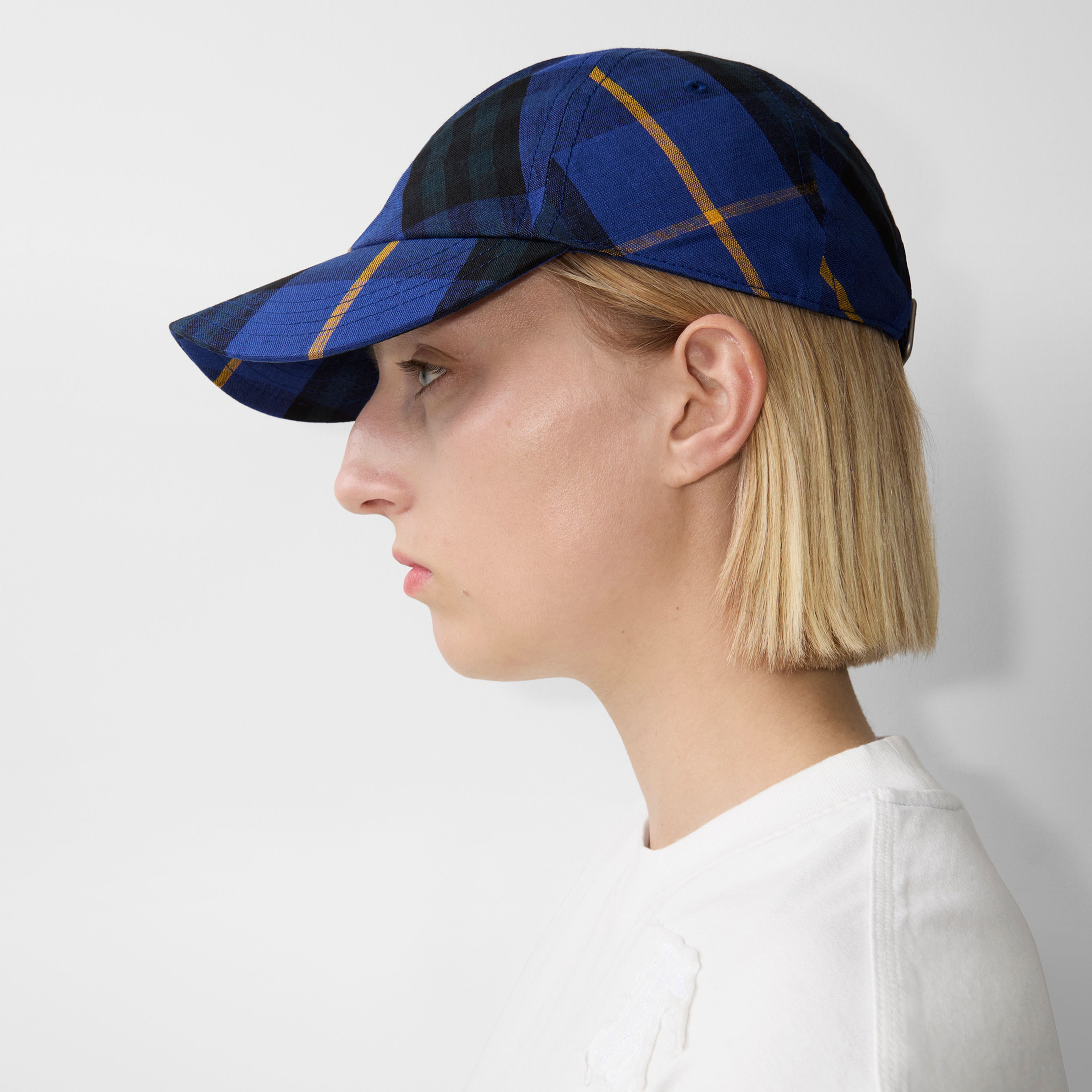 Burberry Check Linen Baseball Erkek Lacivert Şapka