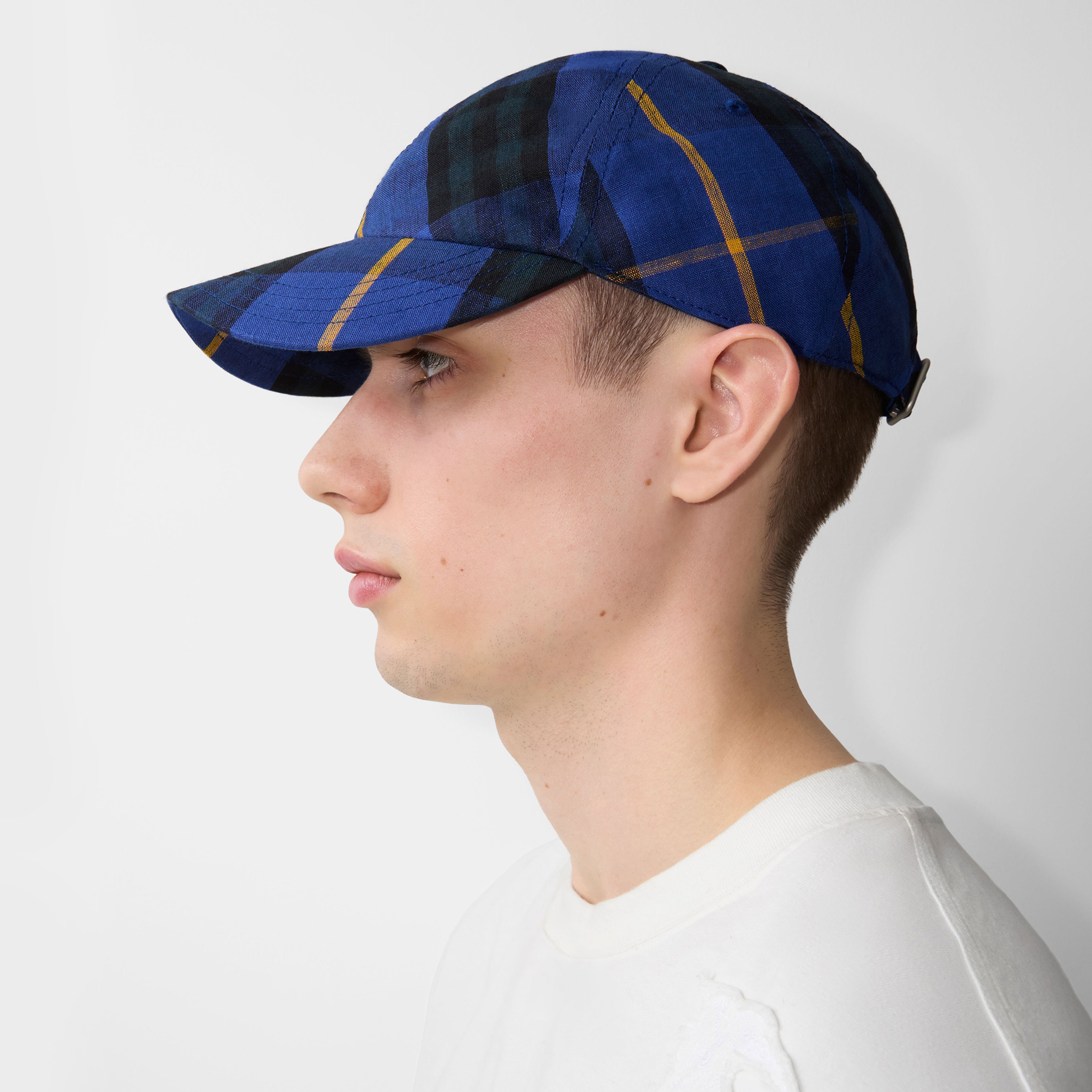 Burberry Check Linen Baseball Erkek Lacivert Şapka