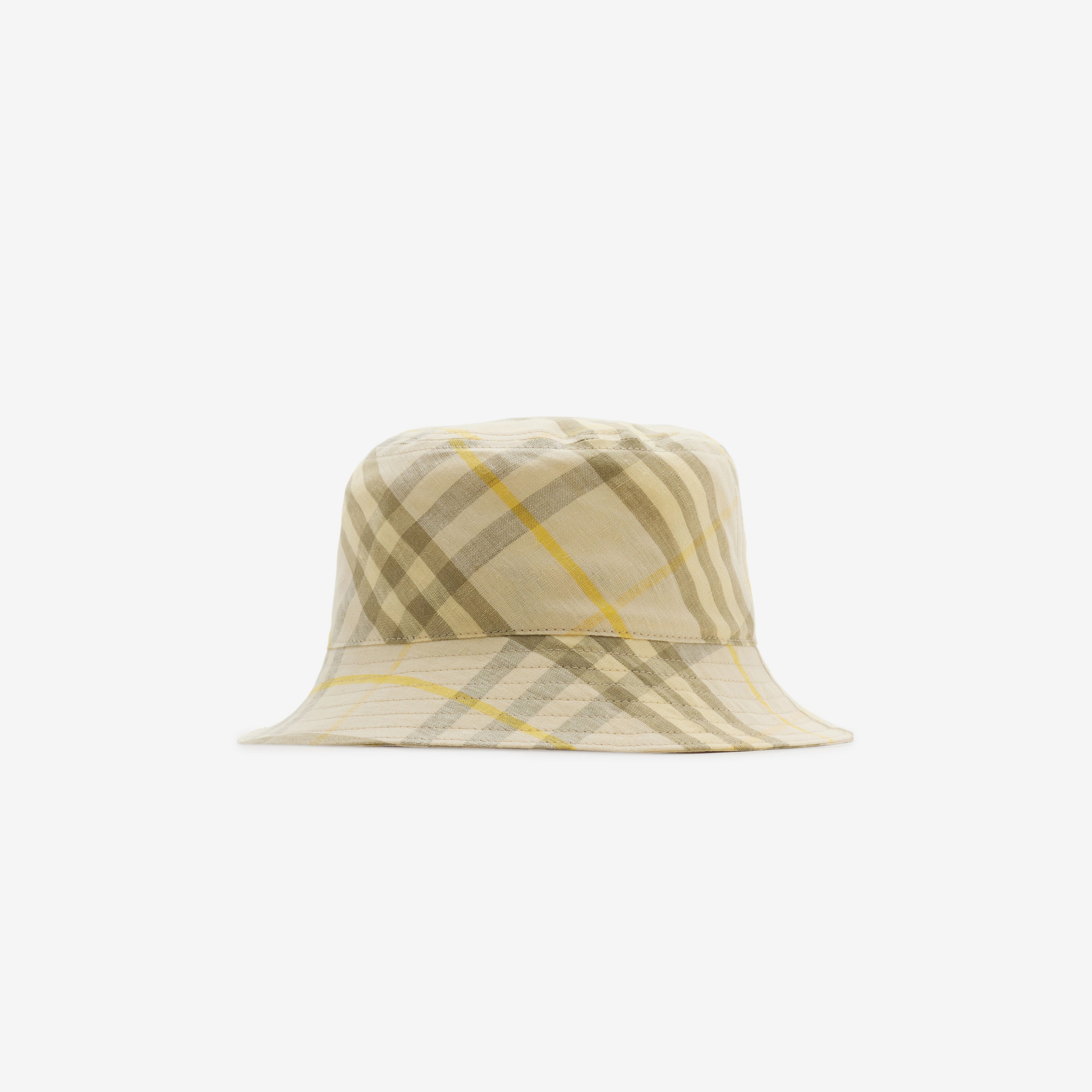 Burberry Check Linen Bucket Erkek Krem Rengi Şapka