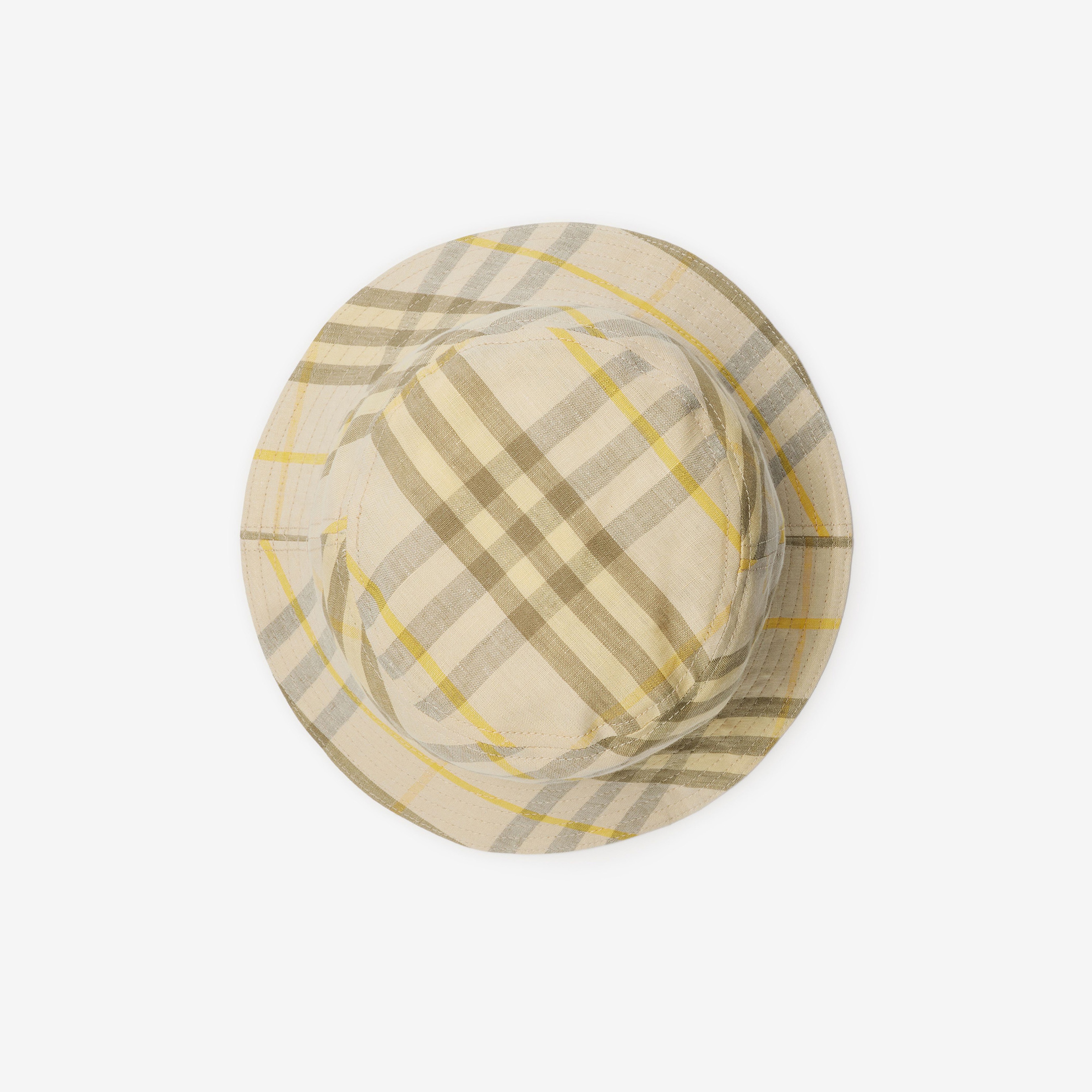 Burberry Check Linen Bucket Erkek Krem Rengi Şapka