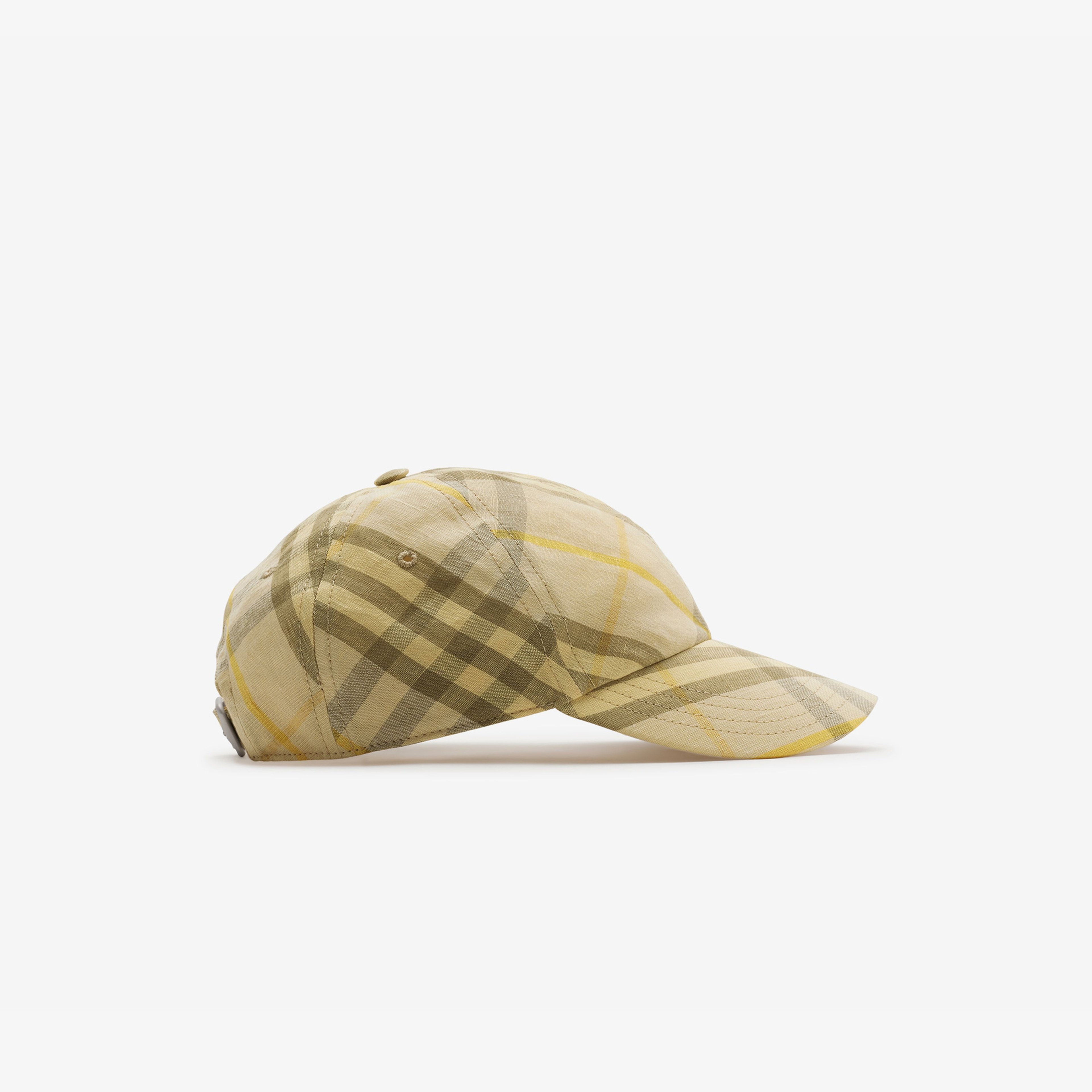 Burberry Check Linen Baseball Erkek Krem Rengi Şapka