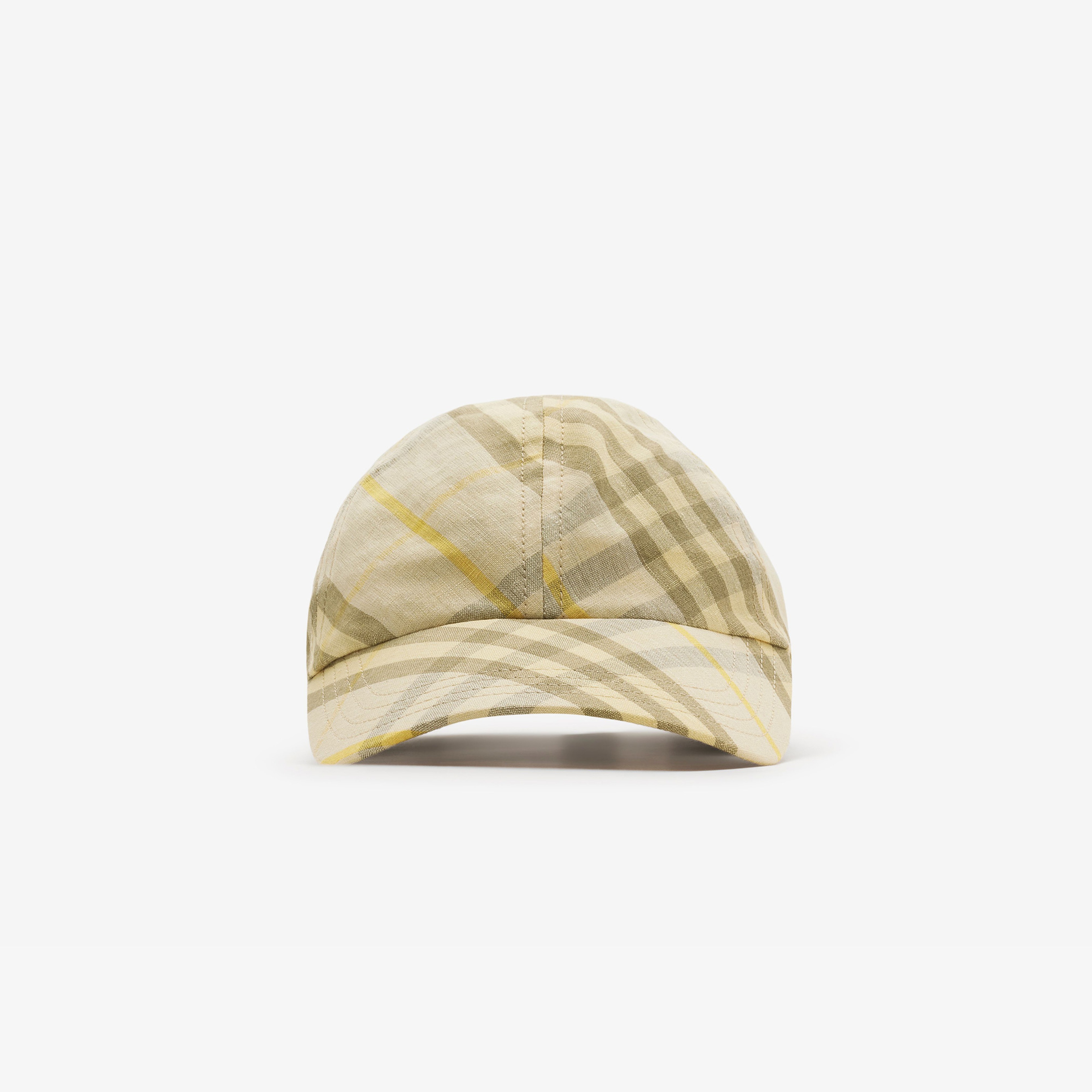 Burberry Check Linen Baseball Erkek Krem Rengi Şapka
