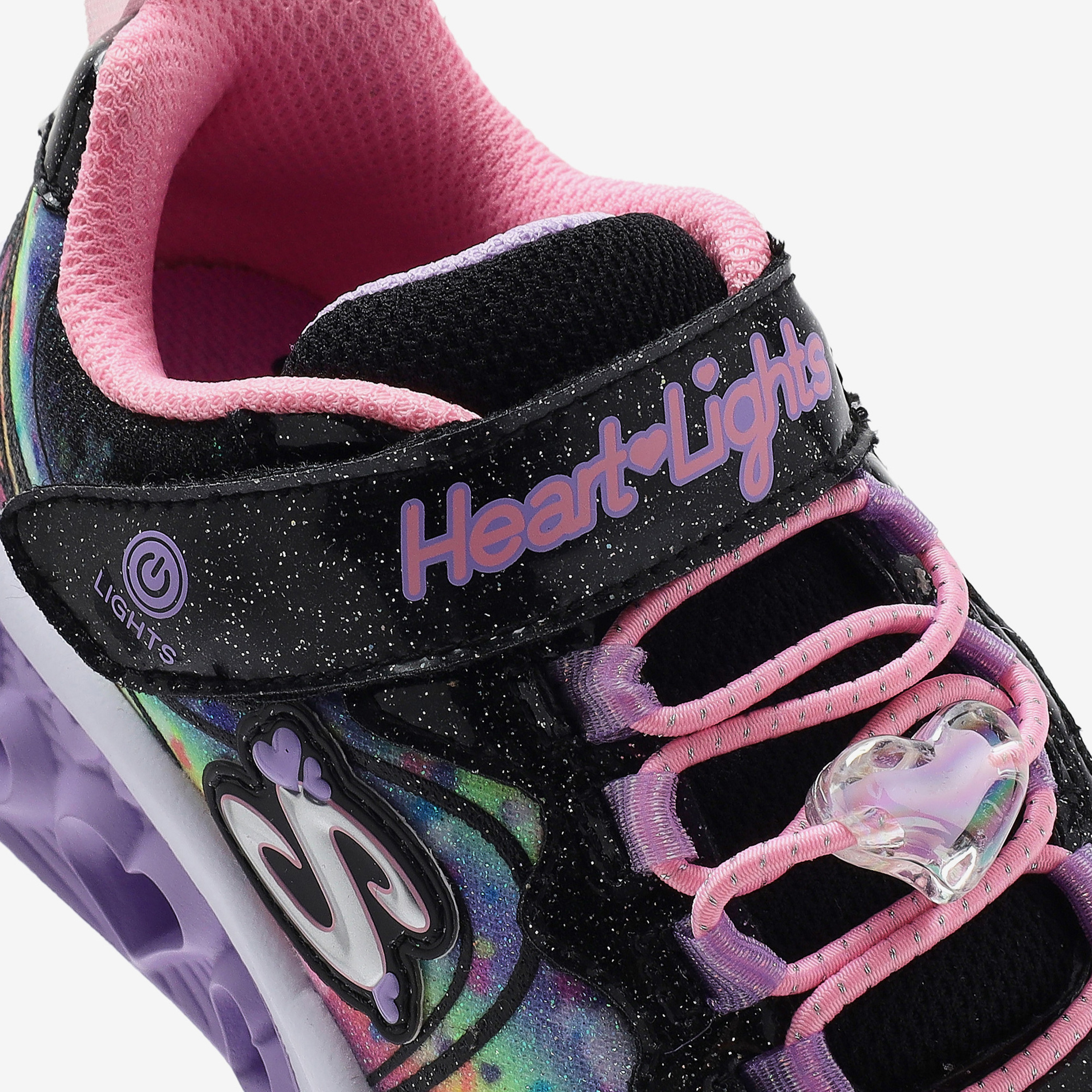 Skechers Flutter Heart Lights Groovy Swirl Kız Çocuk Siyah Işıklı