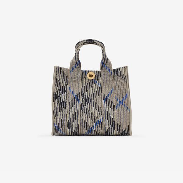 Burberry Mini Check Knitted Kadın Krem Rengi El Çantası