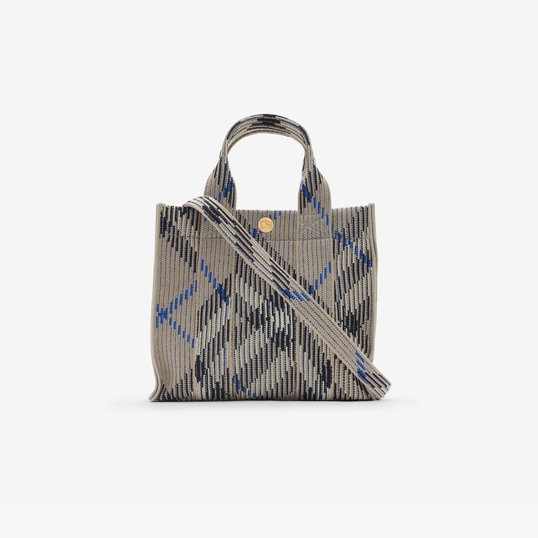 Burberry Mini Check Knitted Kadın Krem Rengi El Çantası