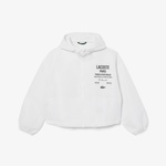 Lacoste Cropped Up Zip Kadın Beyaz Hoodie