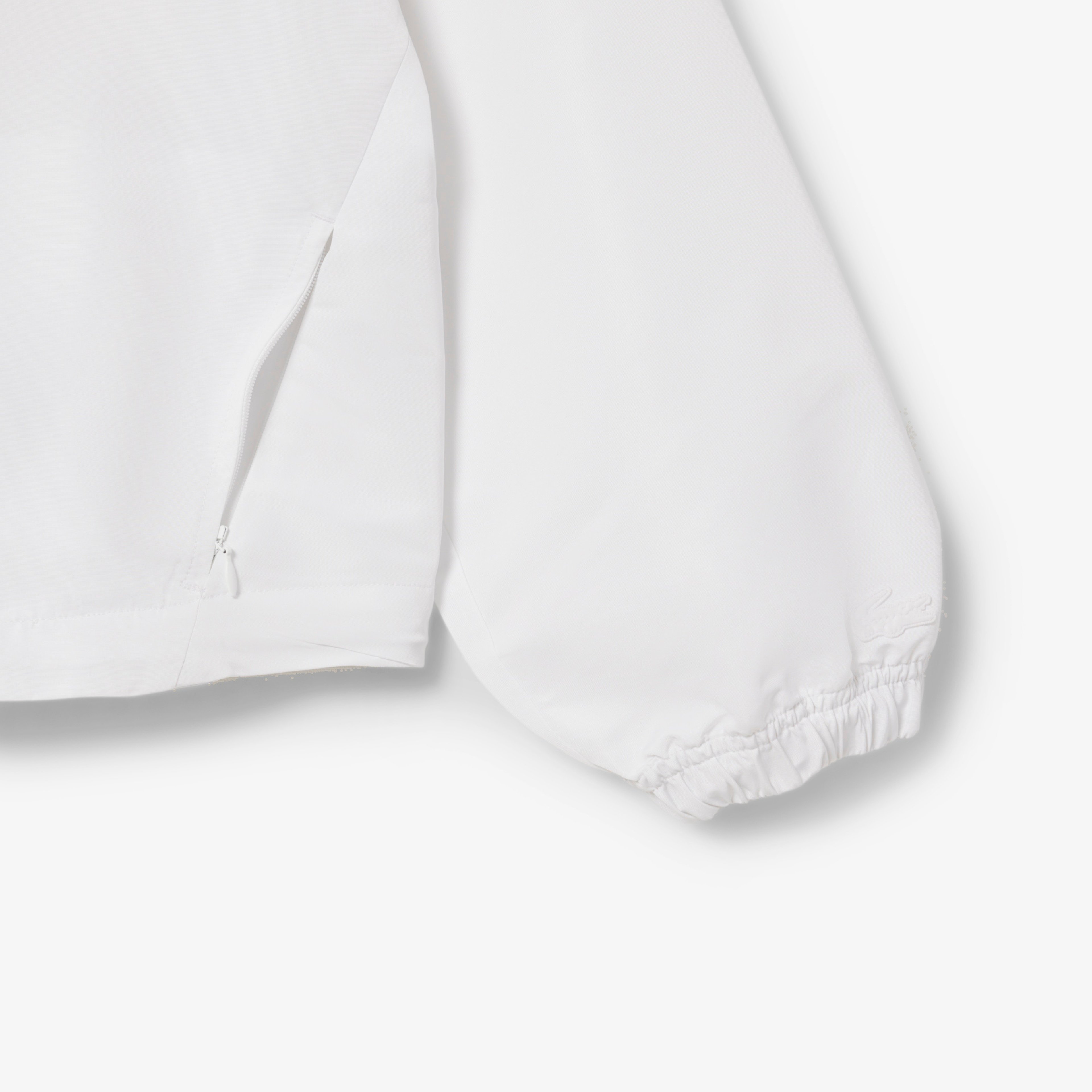 Lacoste Cropped Up Zip Kadın Beyaz Hoodie