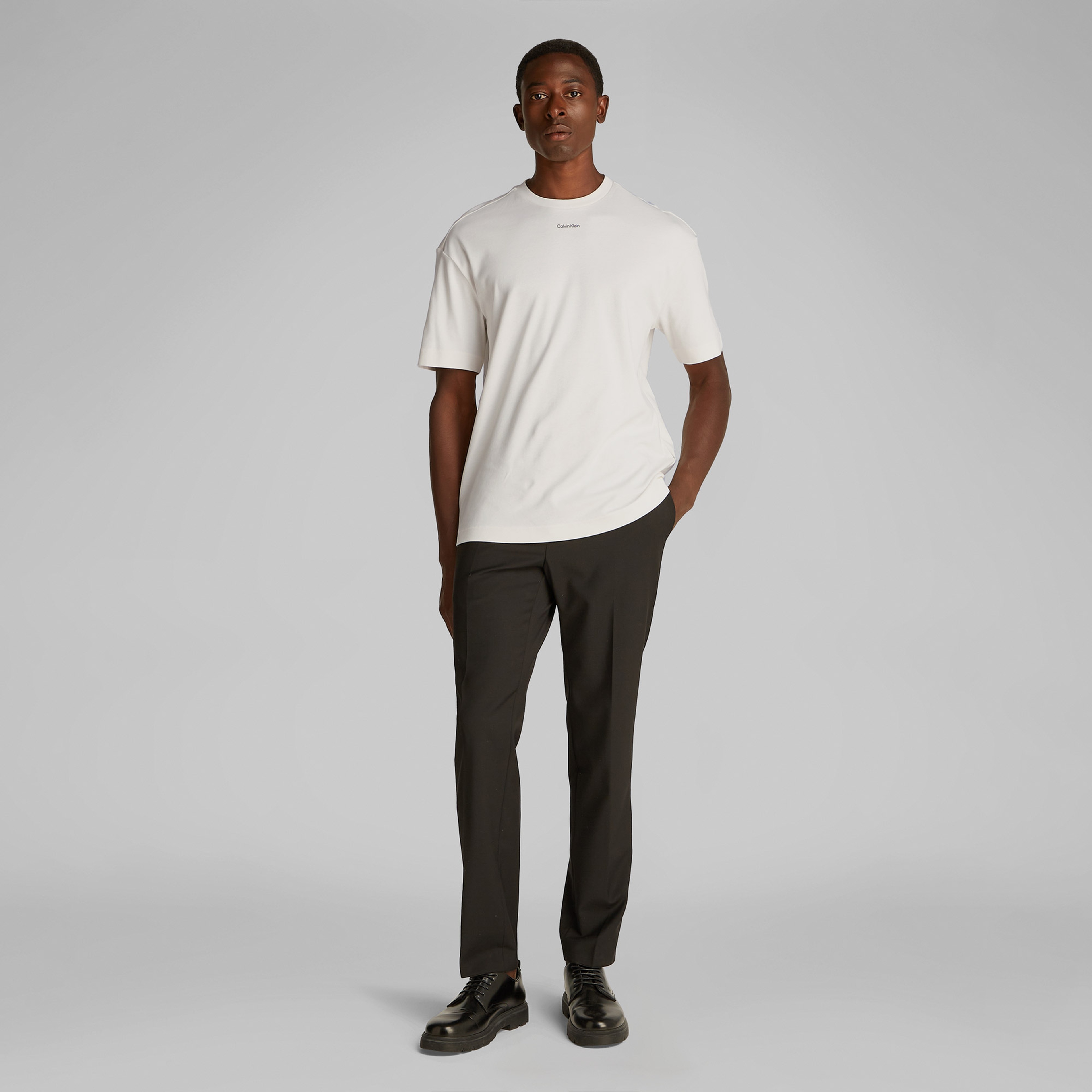 Calvin Klein Nano Logo Interlock Erkek Beyaz T-Shirt