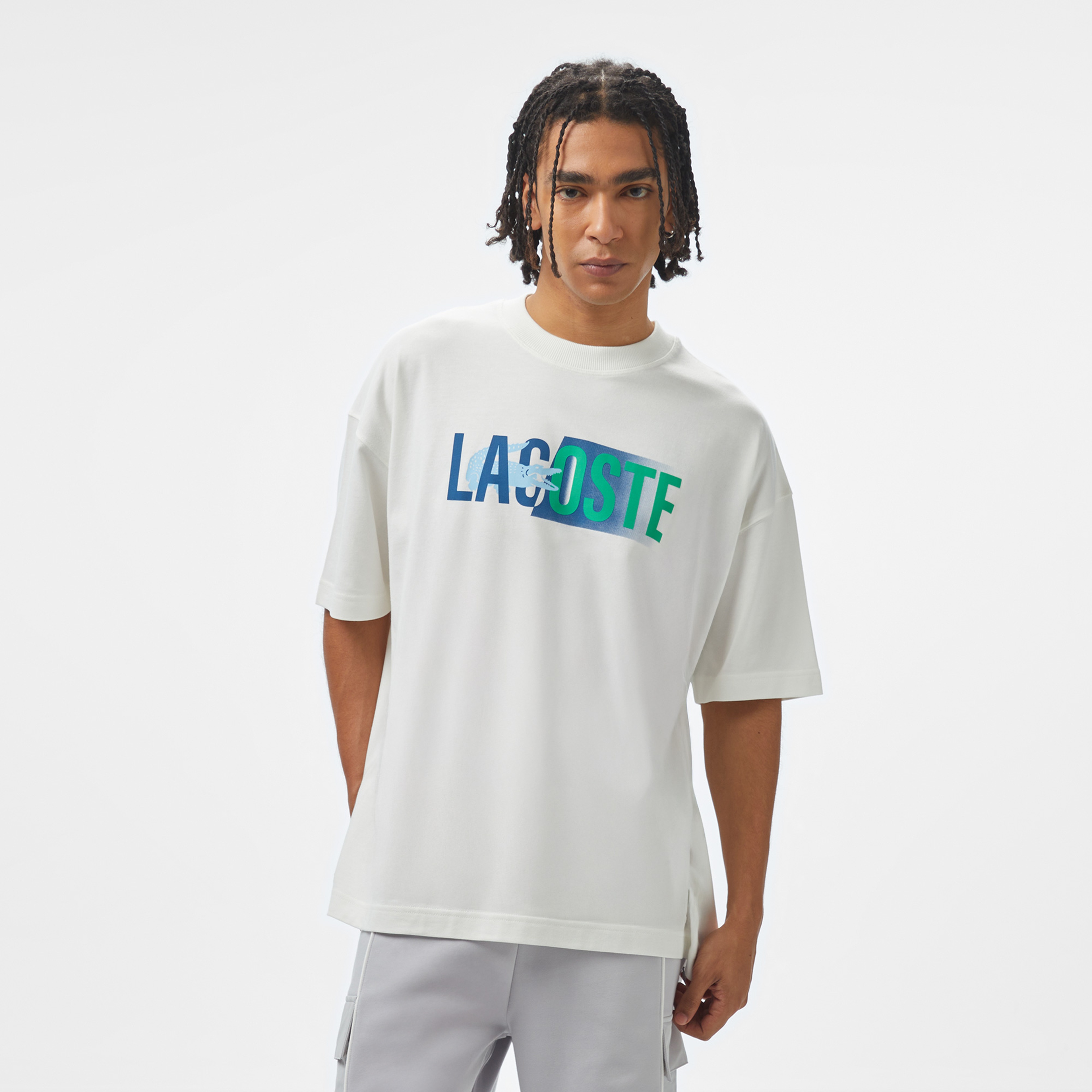 Lacoste House of SuperStep x Lacoste Erkek Beyaz T-Shirt