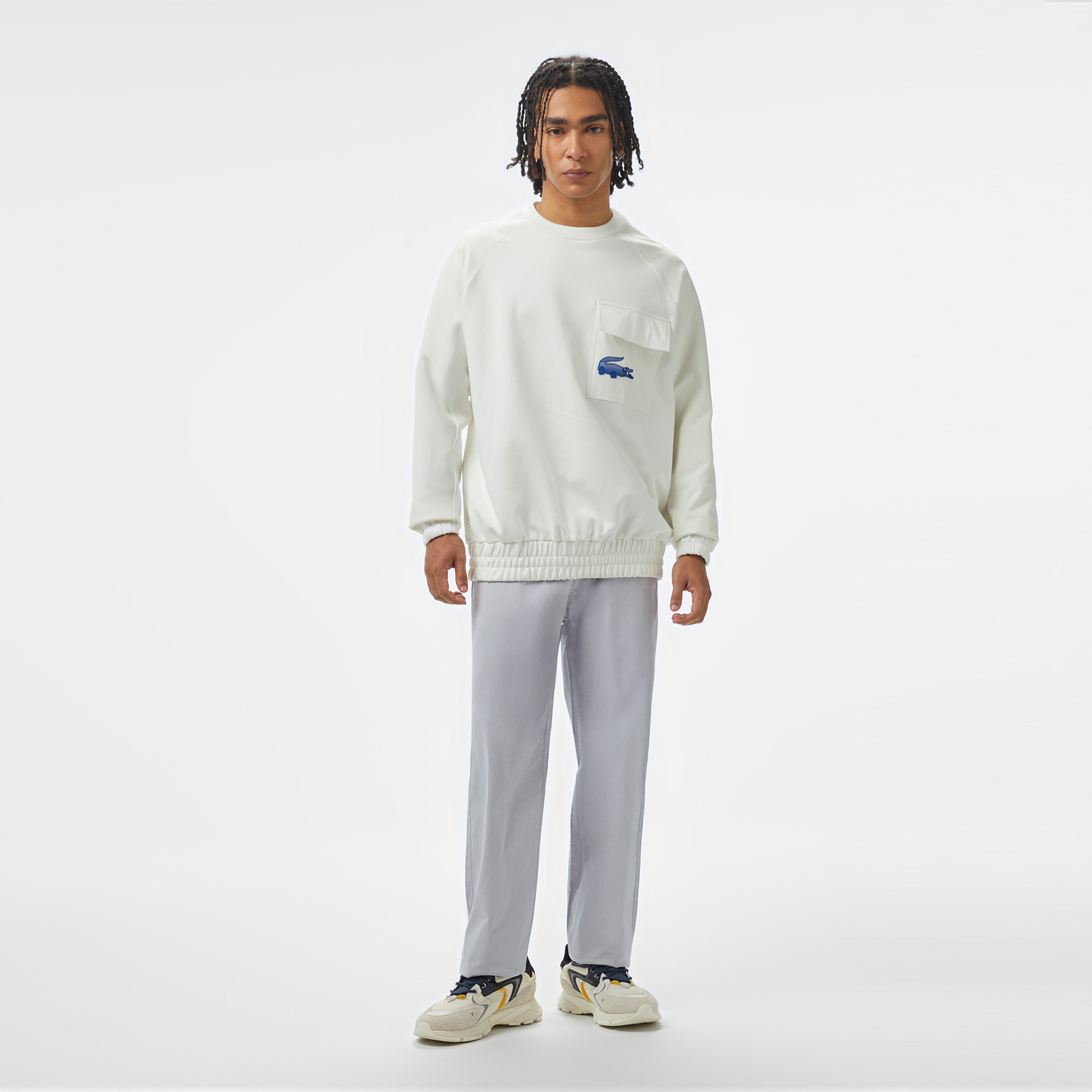 Lacoste House of SuperStep x Lacoste Erkek Beyaz Sweatshirt