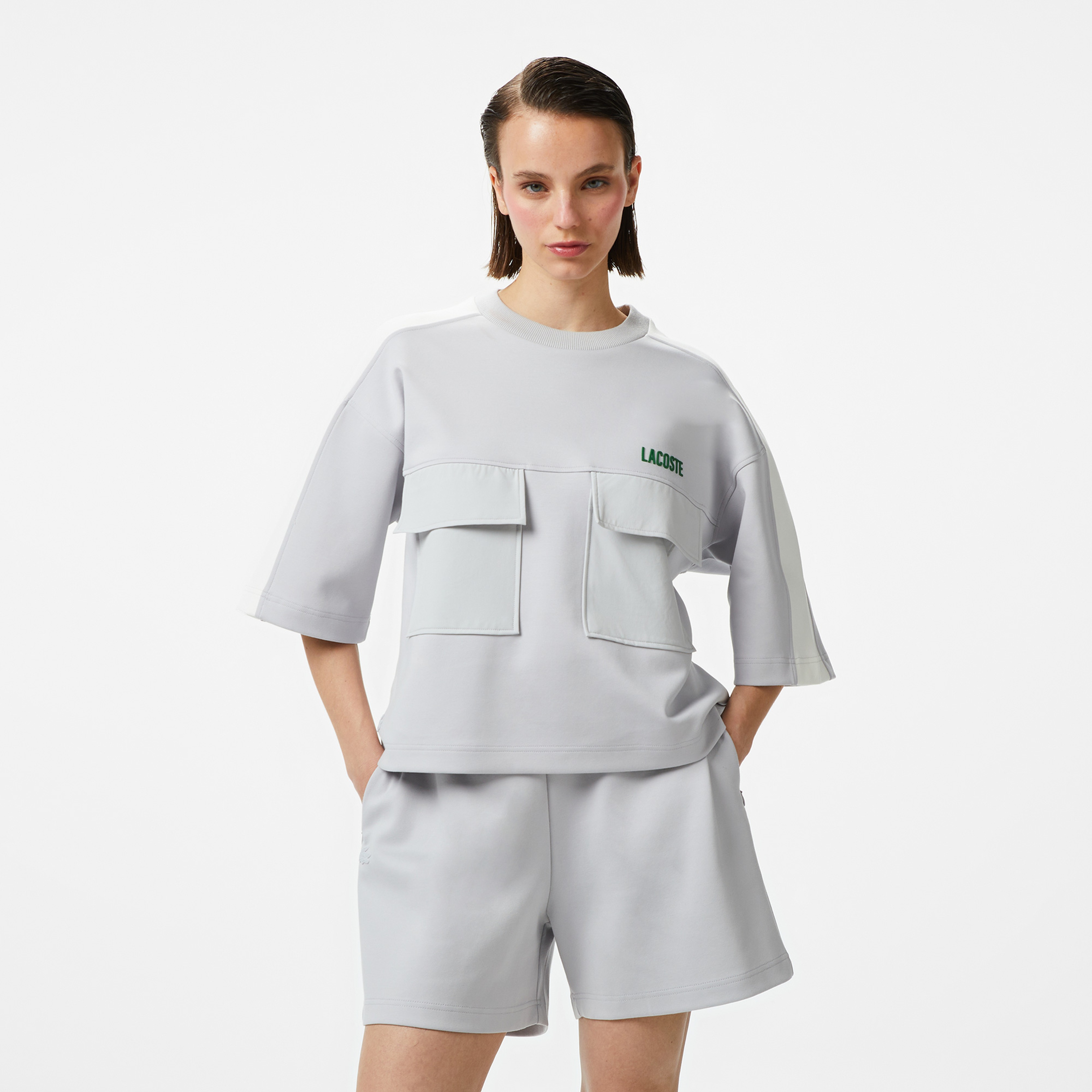 Lacoste House of SuperStep x Lacoste Kadın Gri Sweatshirt