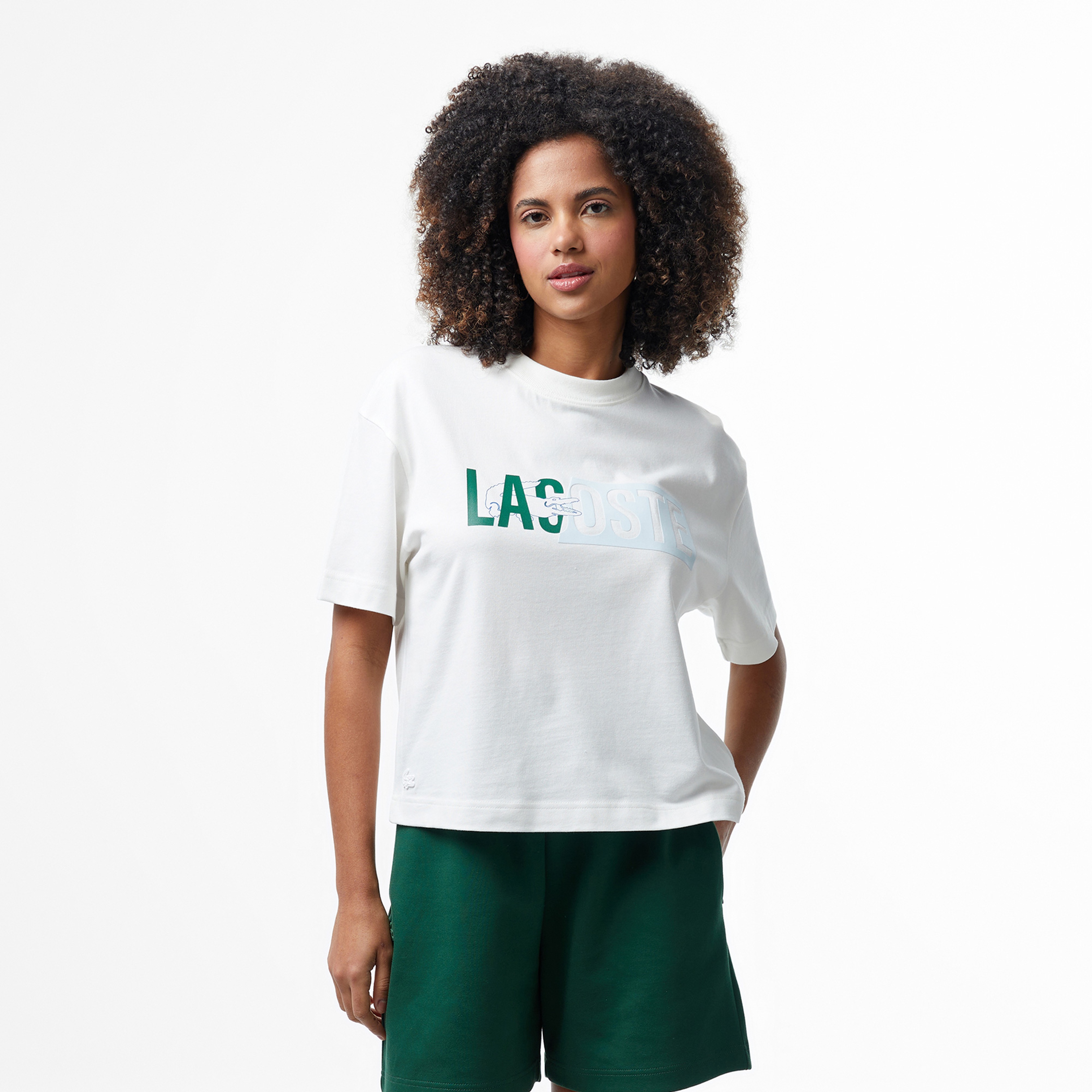 Lacoste House of SuperStep x Lacoste Kadın Beyaz T-Shirt