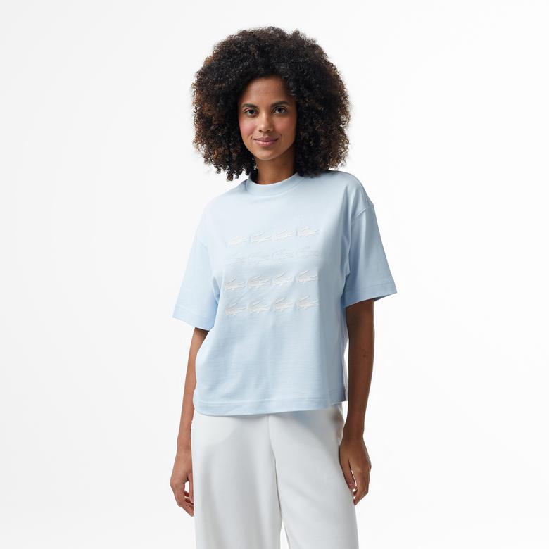 Lacoste House of SuperStep x Lacoste Kadın Mavi T-Shirt