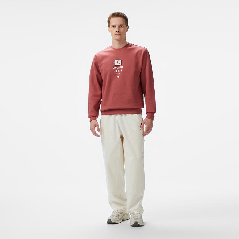 Nike Chicago Bulls Courtside Jordan NBA Fleece Crew Yaka Erkek Kırmızı Eşofman Üstü
