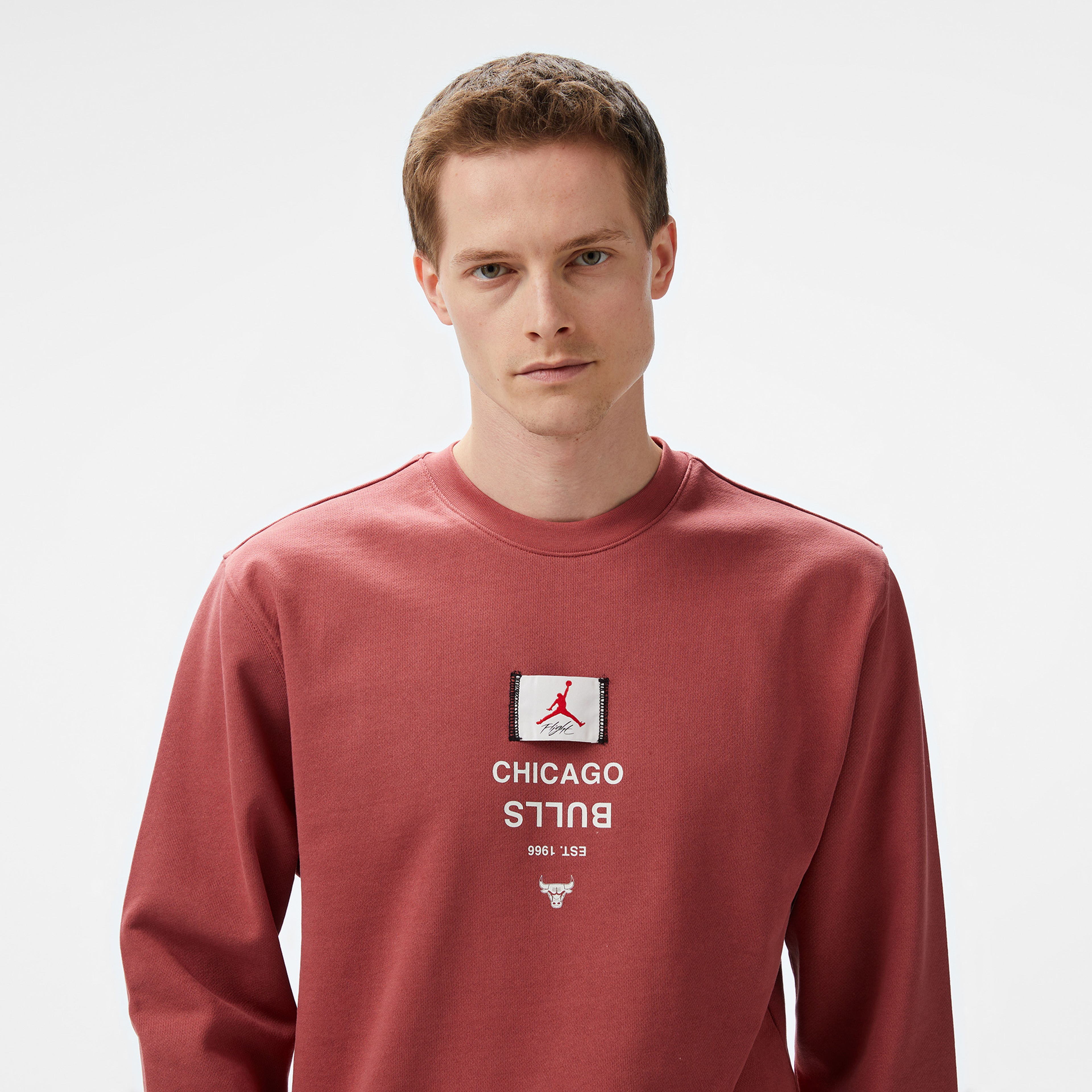 Nike Chicago Bulls Courtside Jordan NBA Fleece Crew Yaka Erkek Kırmızı Eşofman Üstü