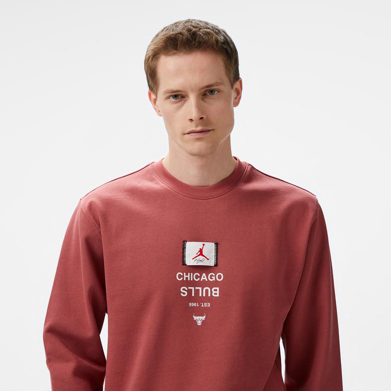 Nike Chicago Bulls Courtside Jordan NBA Fleece Crew Yaka Erkek Kırmızı Eşofman Üstü