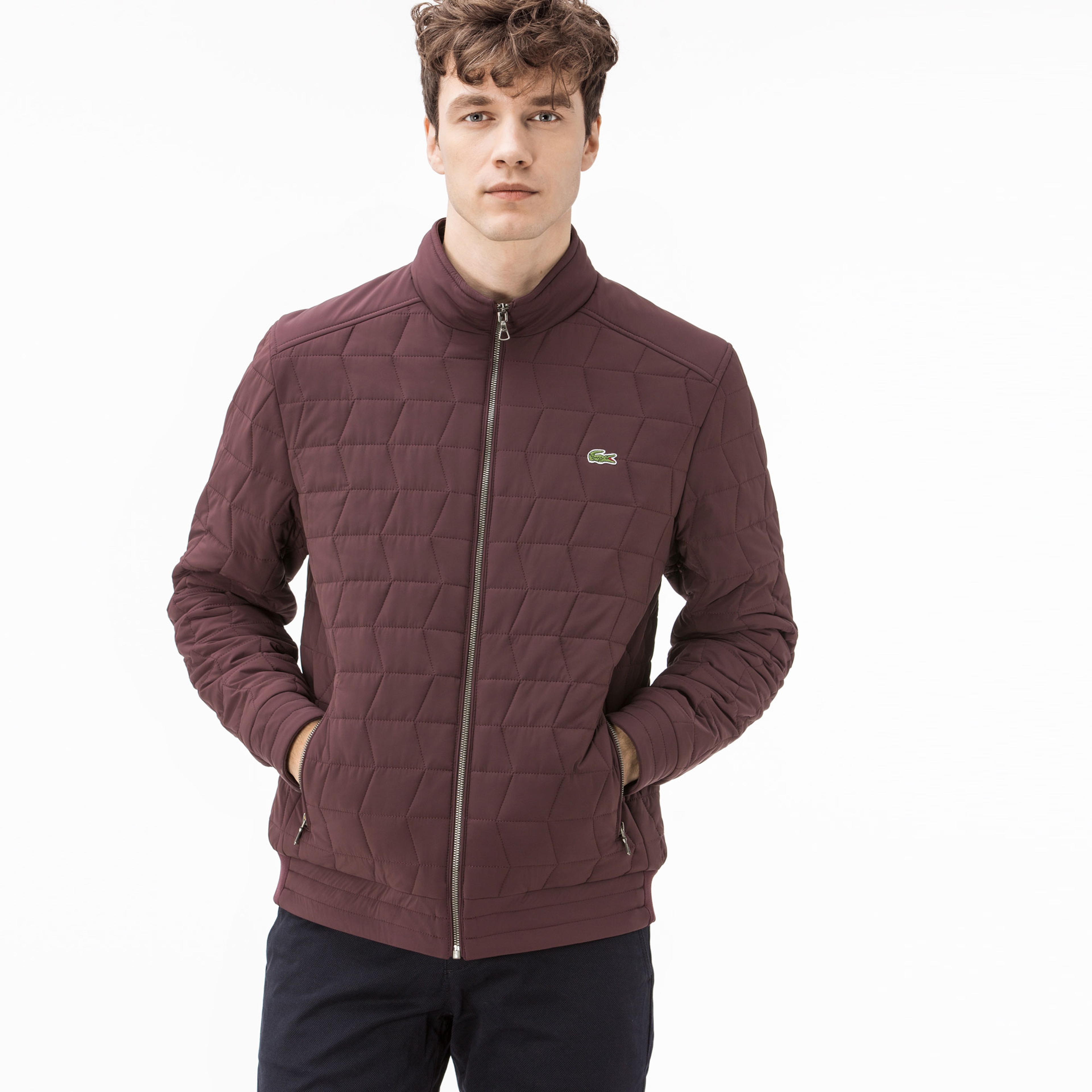 Lacoste Erkek Bordo Kapitone Mont
