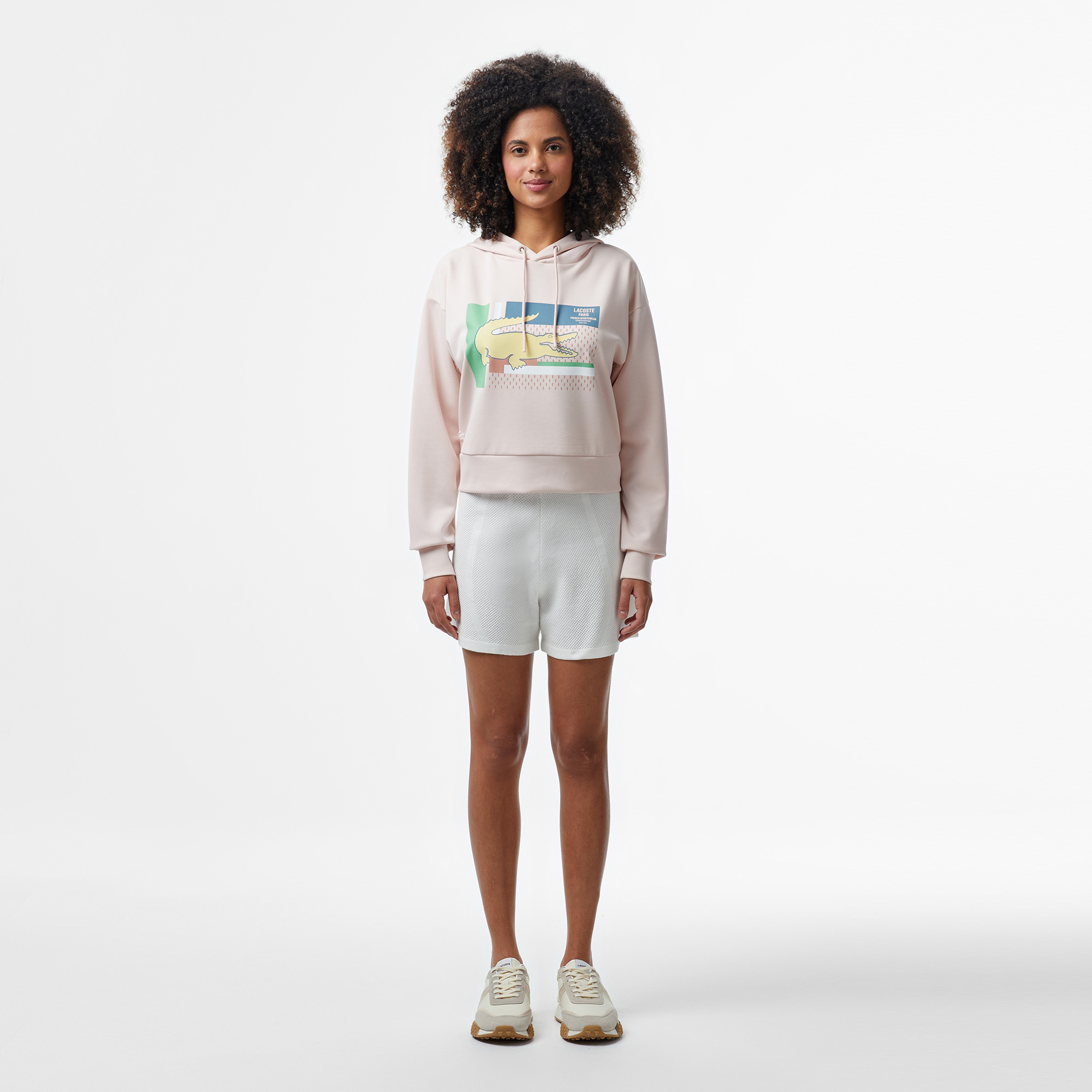 Kadın Relaxed Fit Kapüşonlu Baskılı Açık Pembe Sweatshirt