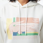 Kadın Relaxed Fit Kapüşonlu Baskılı Beyaz Sweatshirt