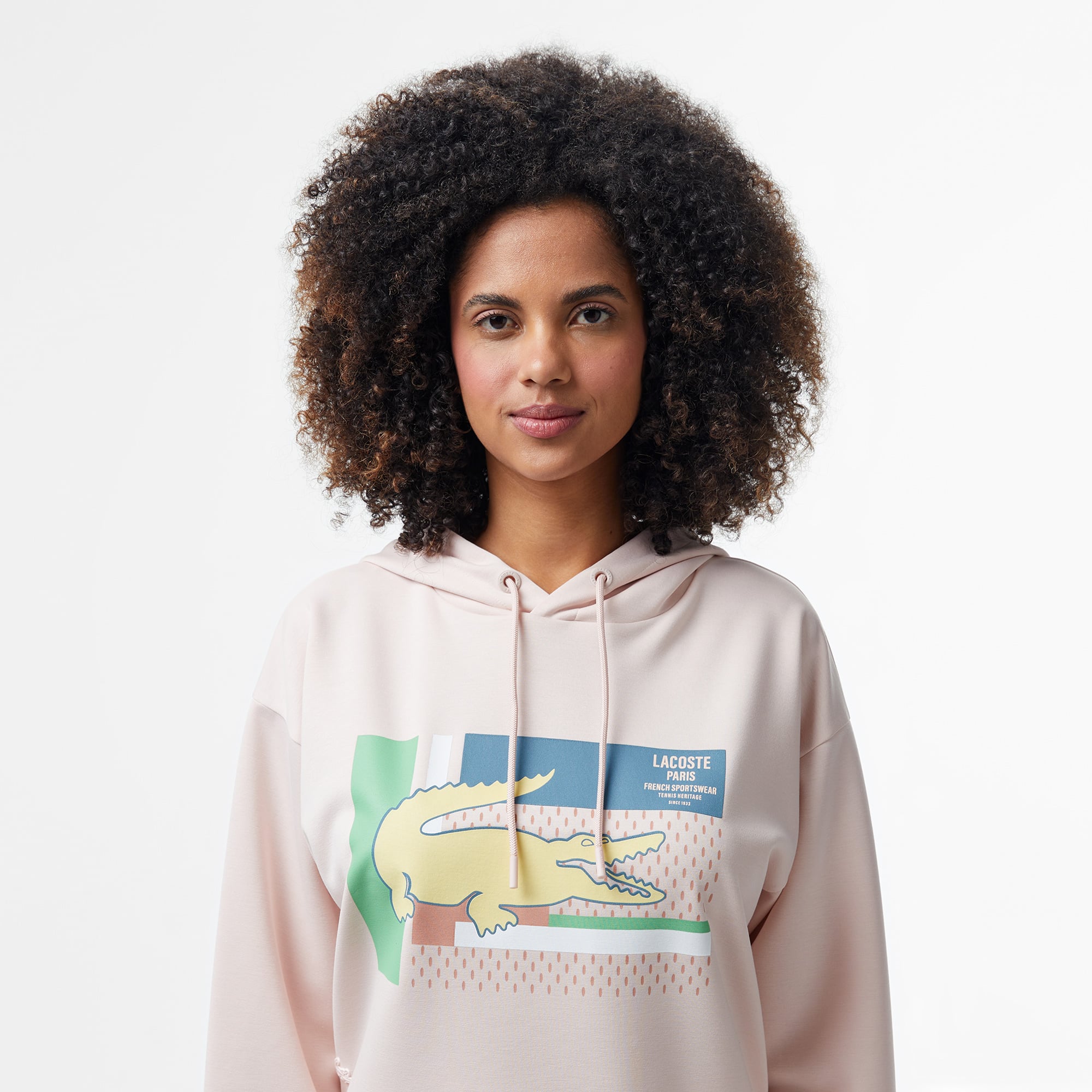Kadın Relaxed Fit Kapüşonlu Baskılı Açık Pembe Sweatshirt