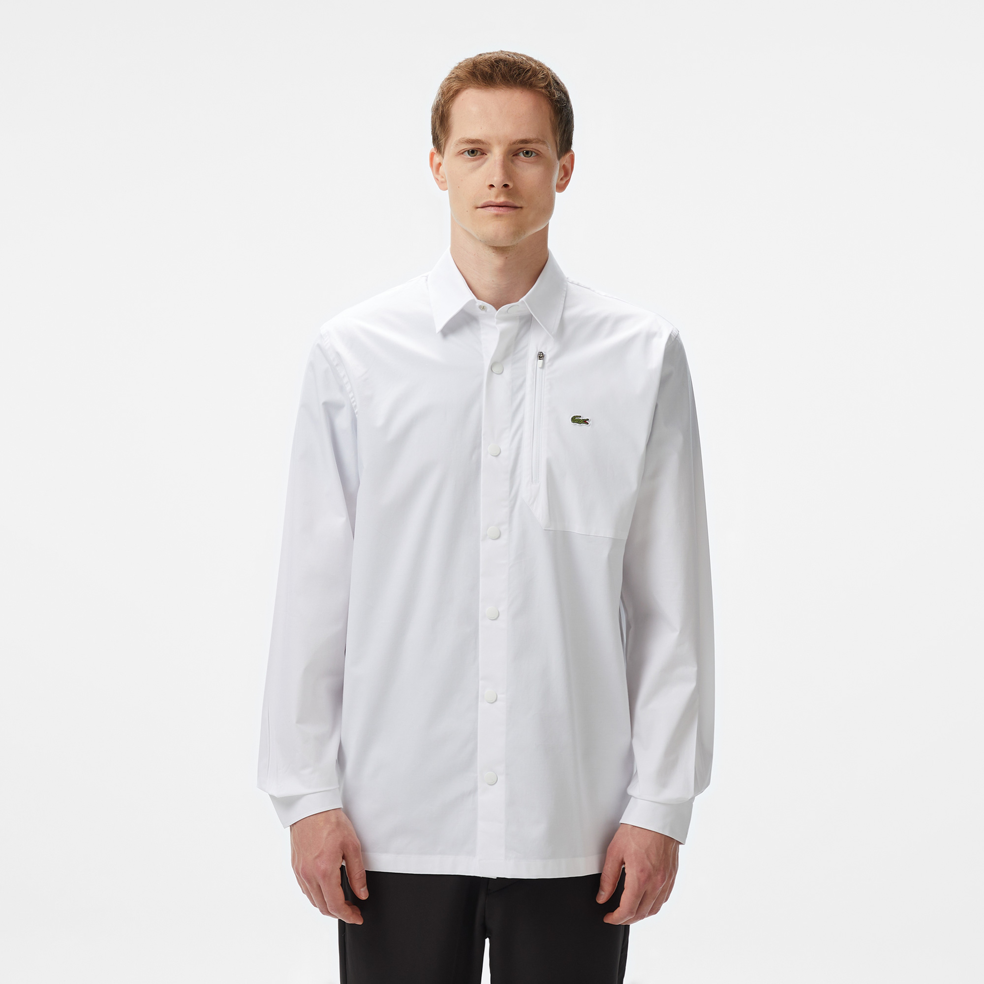 Erkek Regular Fit Baskılı Beyaz Gömlek