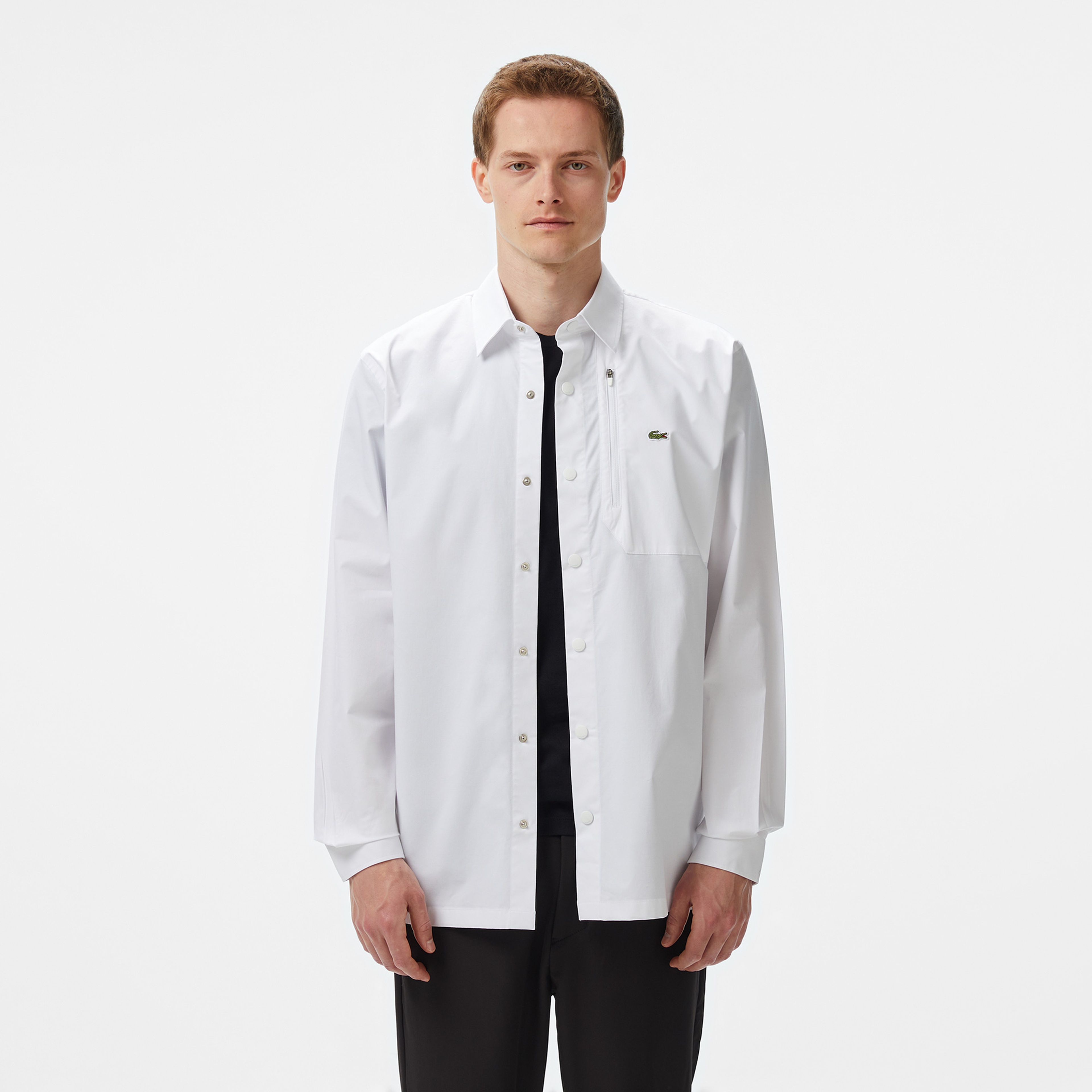 Erkek Regular Fit Baskılı Beyaz Gömlek