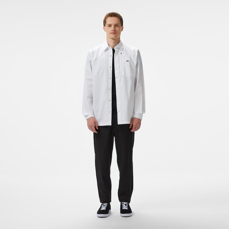 Erkek Regular Fit Baskılı Beyaz Gömlek