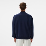 Erkek Loose Fit Yarım Fermuarlı Baskılı Lacivert Sweatshirt