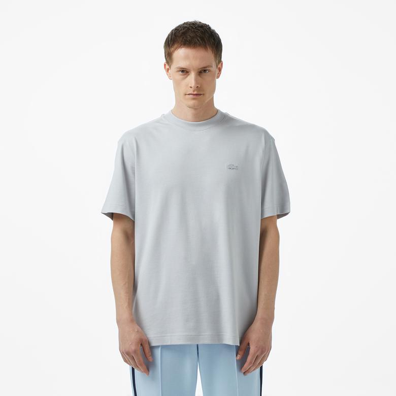 Erkek Relaxed Fit Bisiklet Yaka Gri T-Shirt